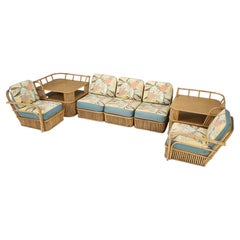 Rattan Sectional 5-Piece Suite by Ficks Reed circa 1950's Completely Original