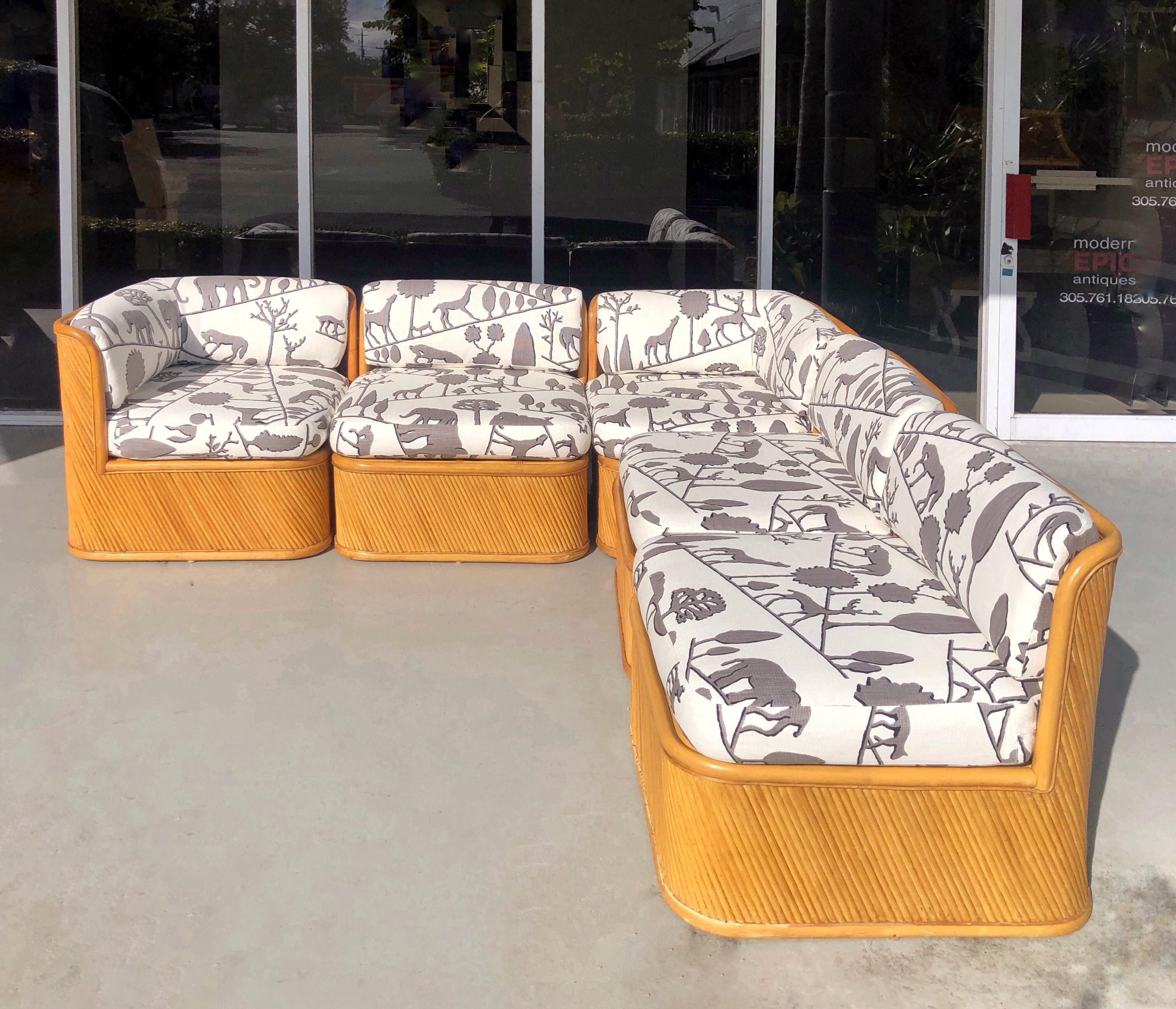 Italian Rattan Sectional Sofa Modular 5 Piece Set