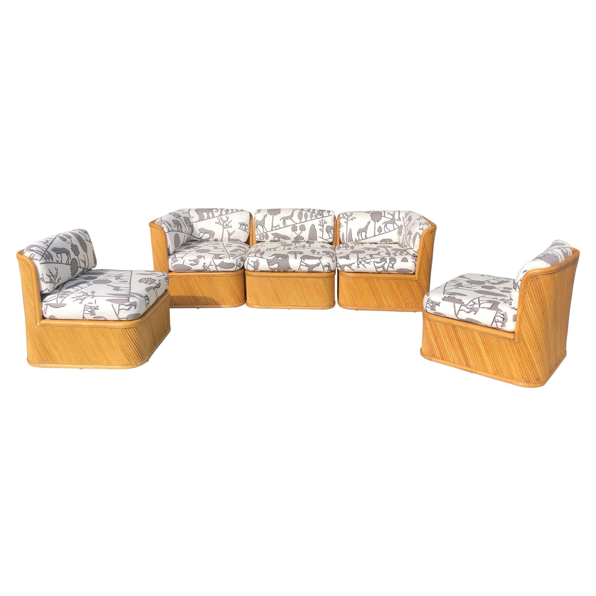 Rattan Sectional Sofa Modular 5 Piece Set