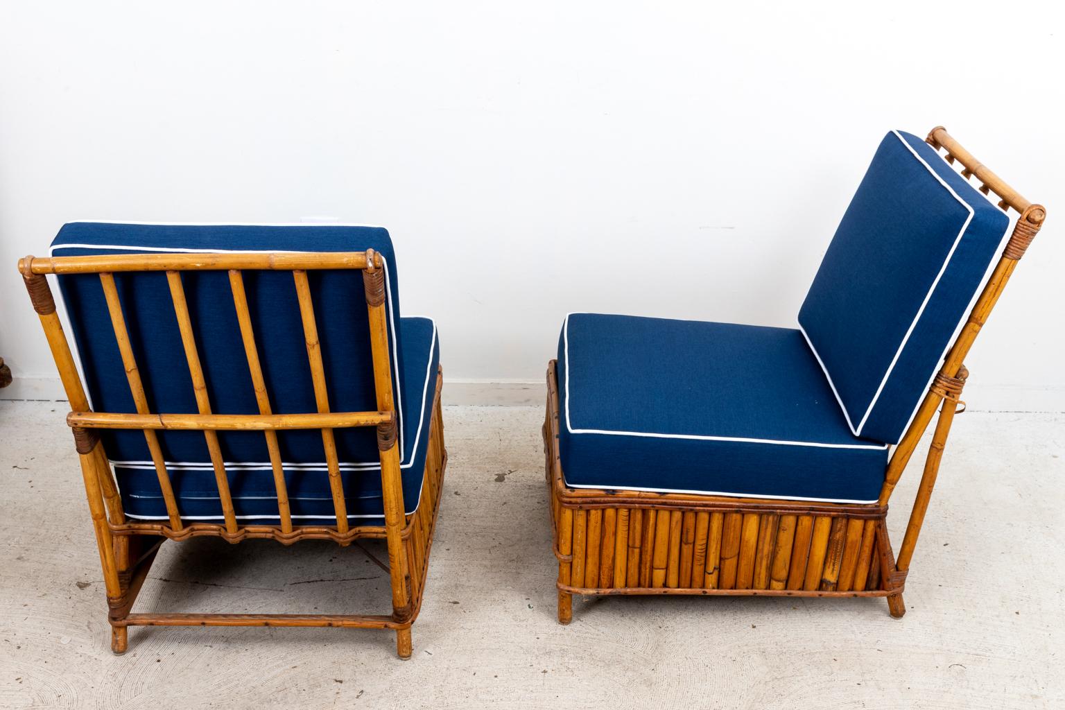 20th Century Rattan Set of Two Side Chairs and Two Armchairs