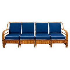 Rattan Set of Two Side Chairs and Two Armchairs