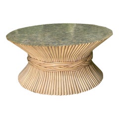 Rattan Sheaf of Wheat Coffee Table in the Manner of McGuire