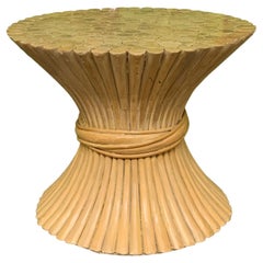 Retro Rattan Sheaf of Wheat Footstool in the Manner of McGuire
