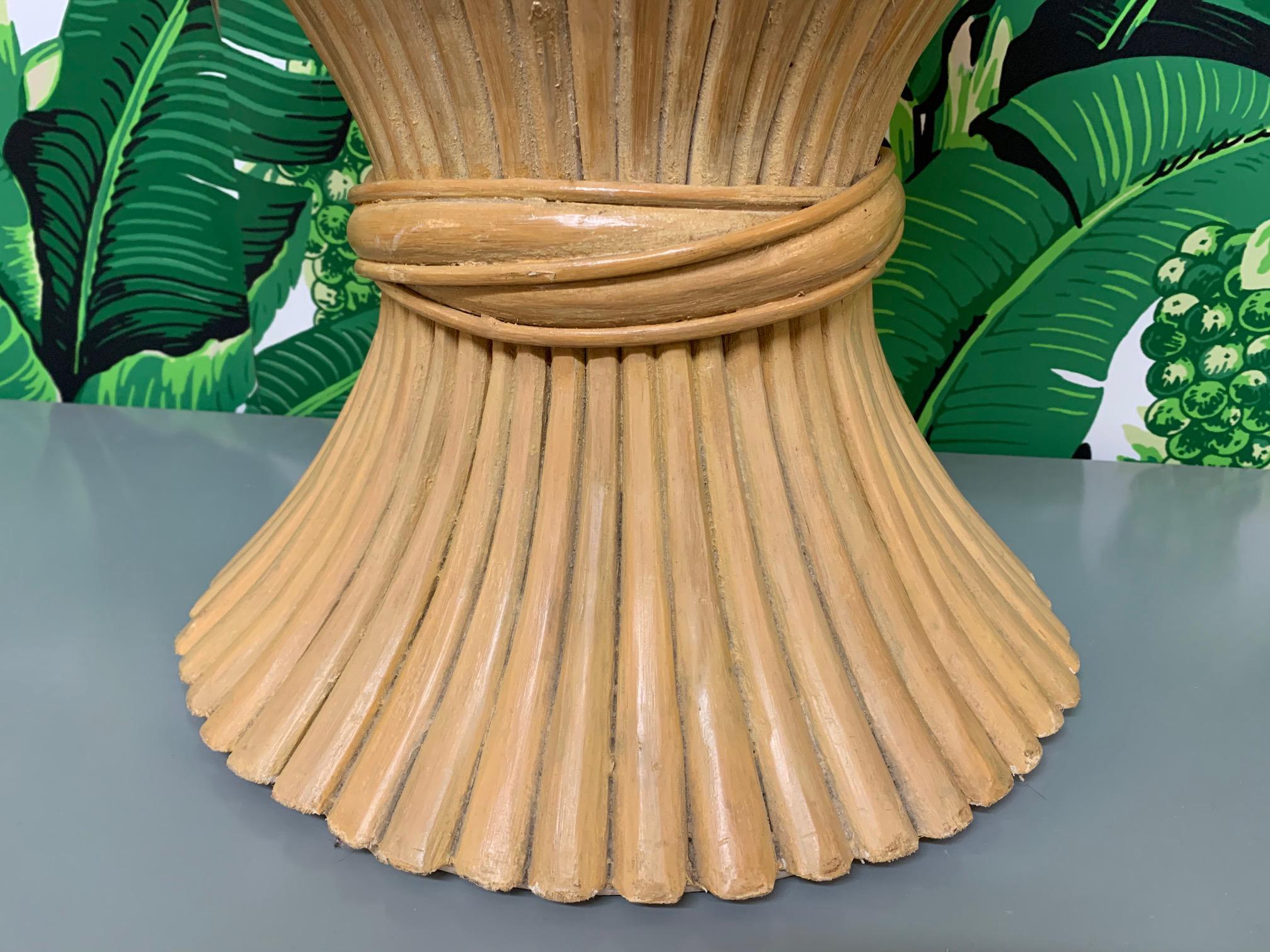 Rattan Sheaf of Wheat Footstool or Side Table in the Manner of McGuire In Good Condition For Sale In Jacksonville, FL