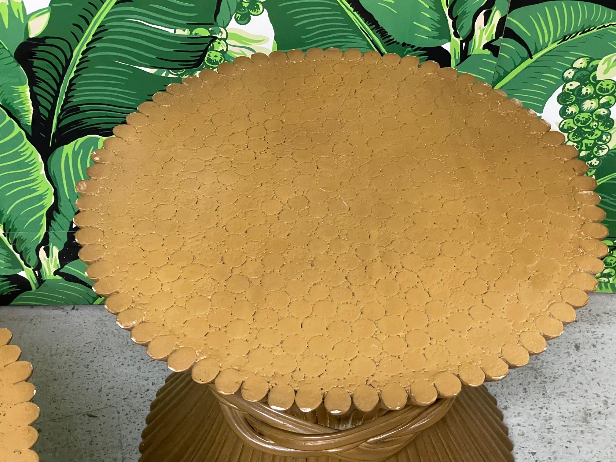 Rattan Sheaf of Wheat Side Tables in the Manner of McGuire In Good Condition In Jacksonville, FL