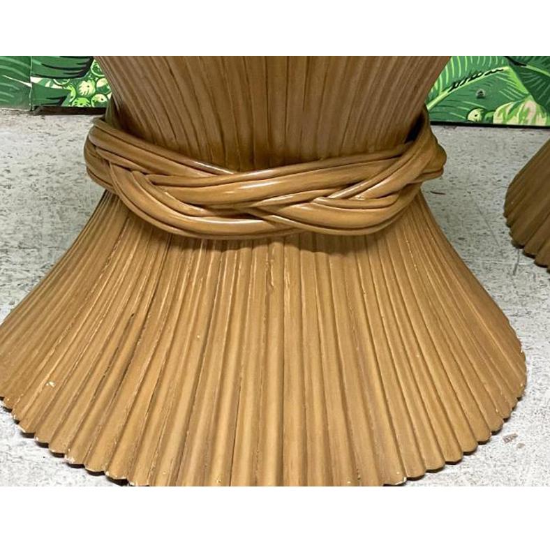 Organic Modern Rattan Sheaf of Wheat Side Tables in the Manner of McGuire