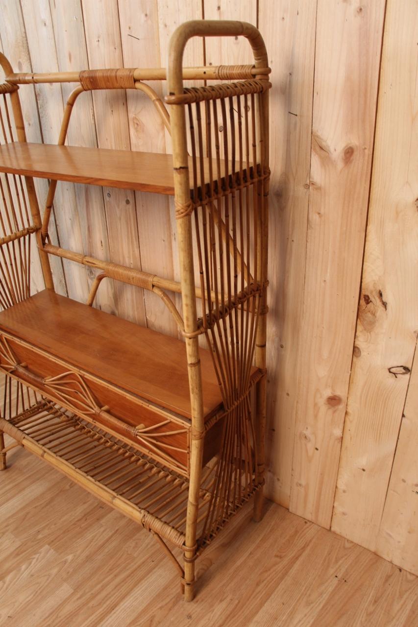 rattan wood shelf
