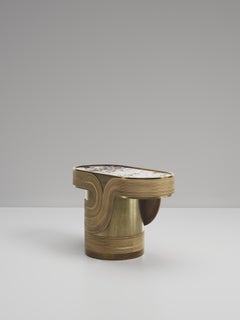 Rattan Side Table with Patagonia and Bronze-Patina Brass Inlay by R&Y Augousti