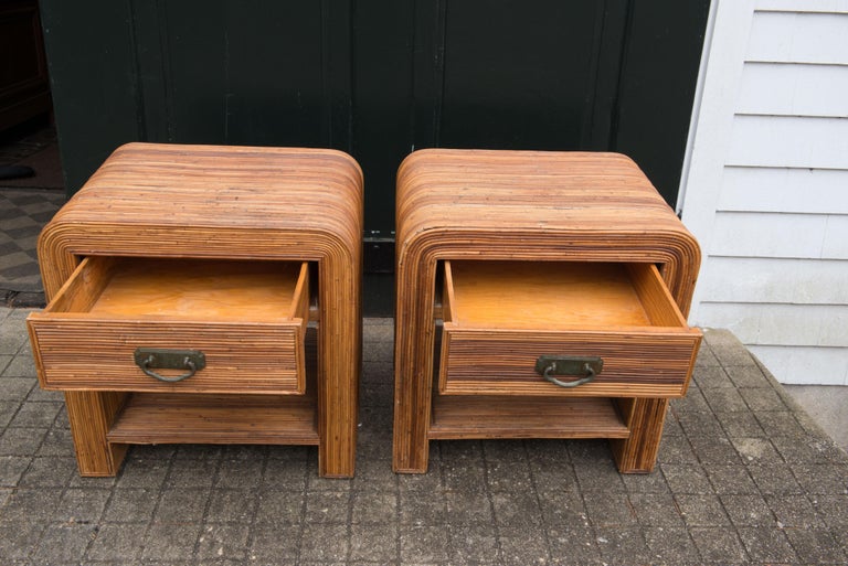 Rattan Side Tables with Drawer For Sale 4