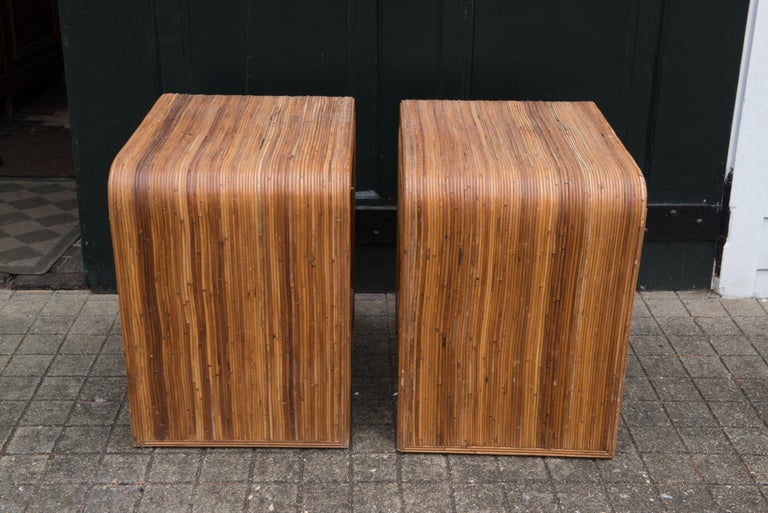 Rattan Side Tables with Drawer For Sale 11