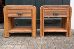 Rattan Side Tables with Drawer
