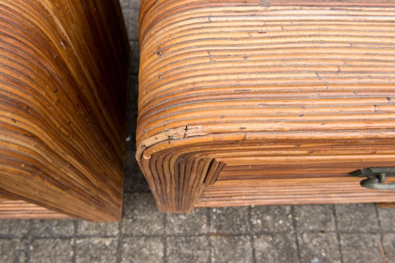 Rattan Side Tables with Drawer For Sale 1