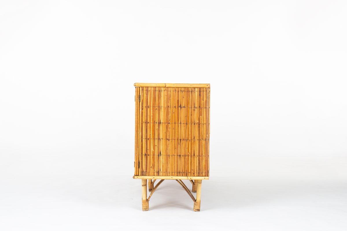 Sideboard aus Rattan in der Art von Adrien Audoux & Frida Minet, 1950er Jahre im Zustand „Gut“ im Angebot in JASSANS-RIOTTIER, FR