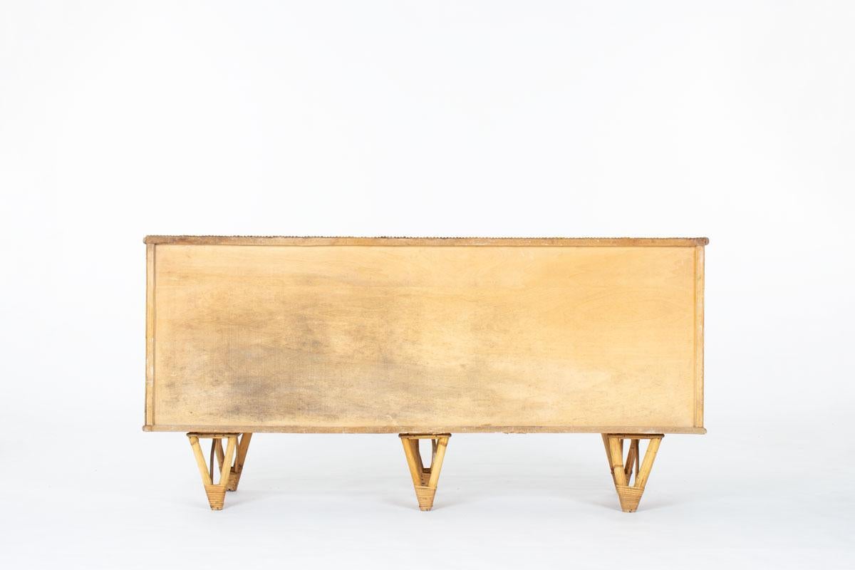 Sideboard aus Rattan in der Art von Adrien Audoux & Frida Minet, 1950er Jahre (20. Jahrhundert) im Angebot