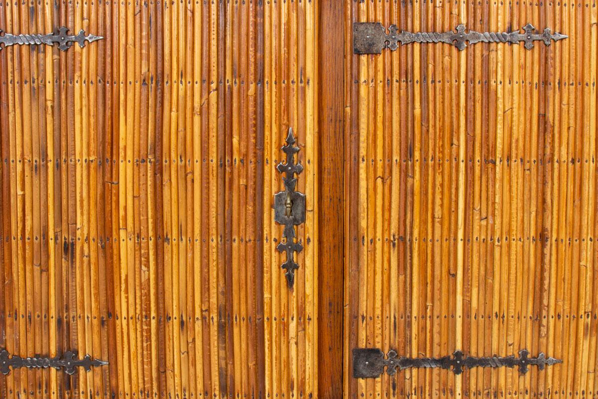 Sideboard aus Rattan in der Art von Adrien Audoux & Frida Minet, 1950er Jahre im Angebot 3