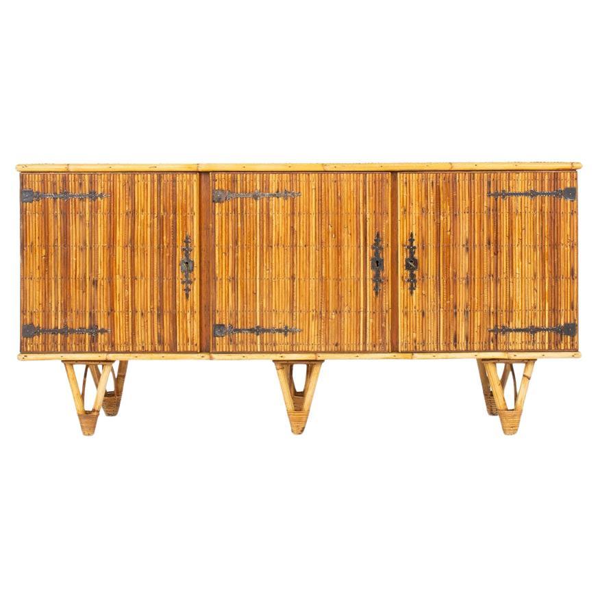 Rattan Sideboard in the manner of Adrien Audoux & Frida Minet, 1950s