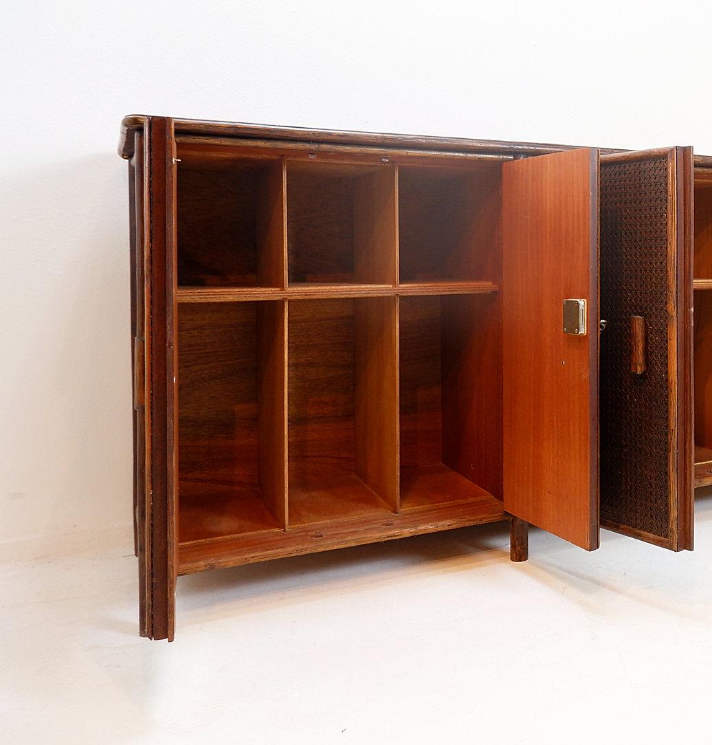 Mid-Century Modern Rattan sideboard with bamboo handles - 1960s