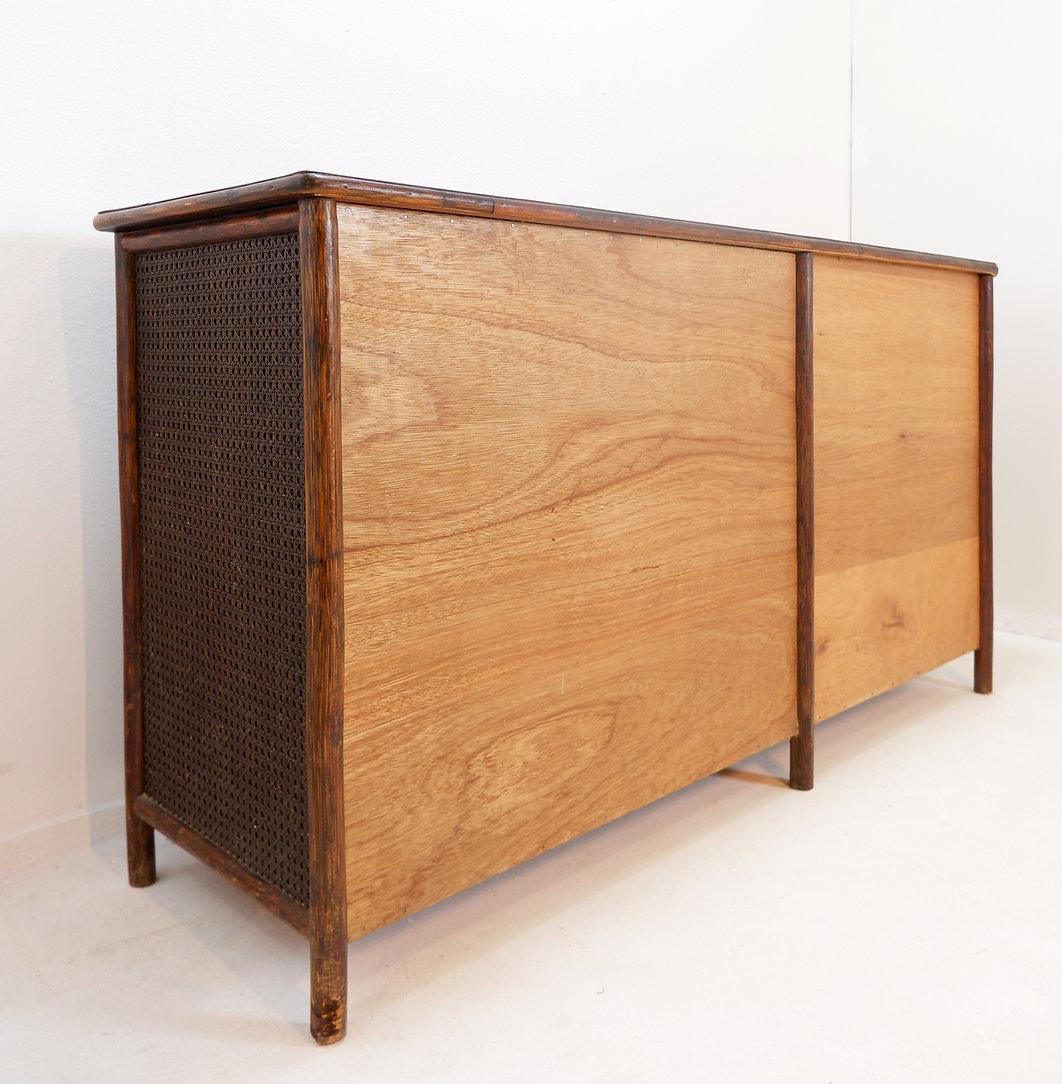 20th Century Rattan sideboard with bamboo handles - 1960s