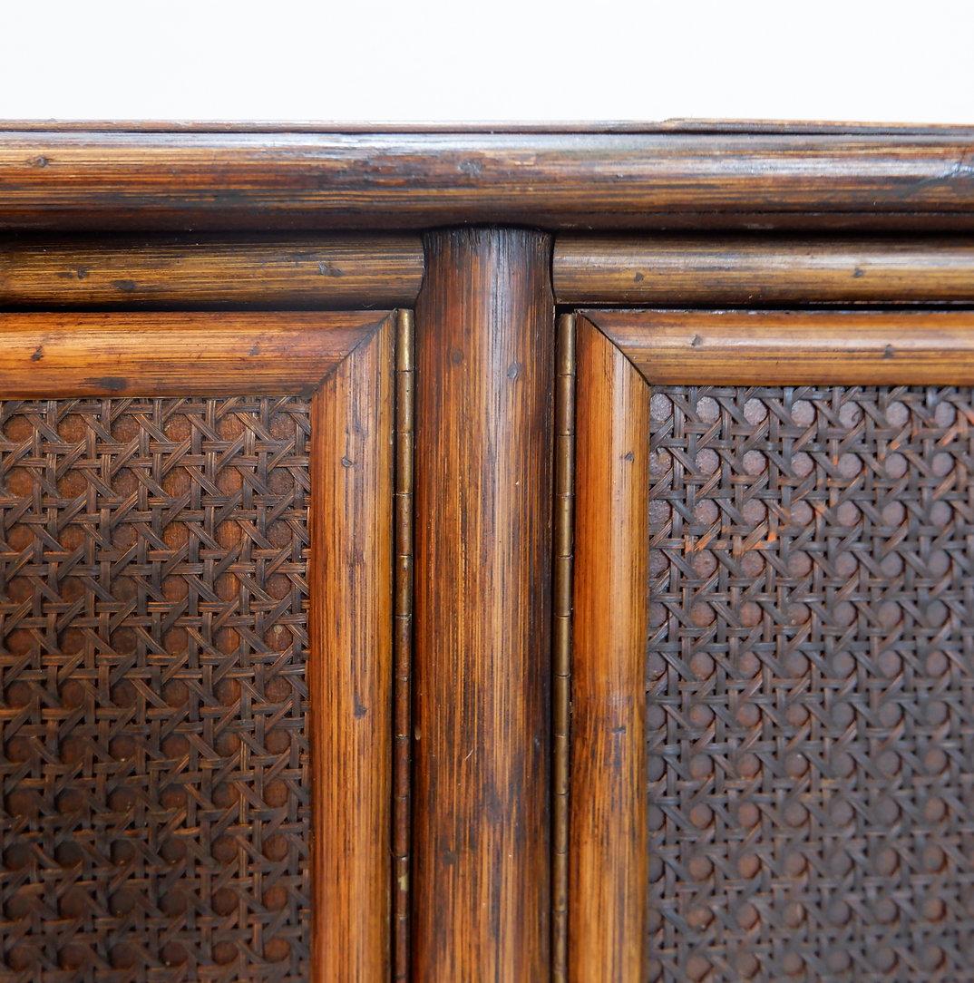Rattan sideboard with bamboo handles - 1960s 3