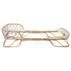 Rattan Single Bed attributed to Gio Ponti in Bamboo and Wicker, Italy, 1950s.