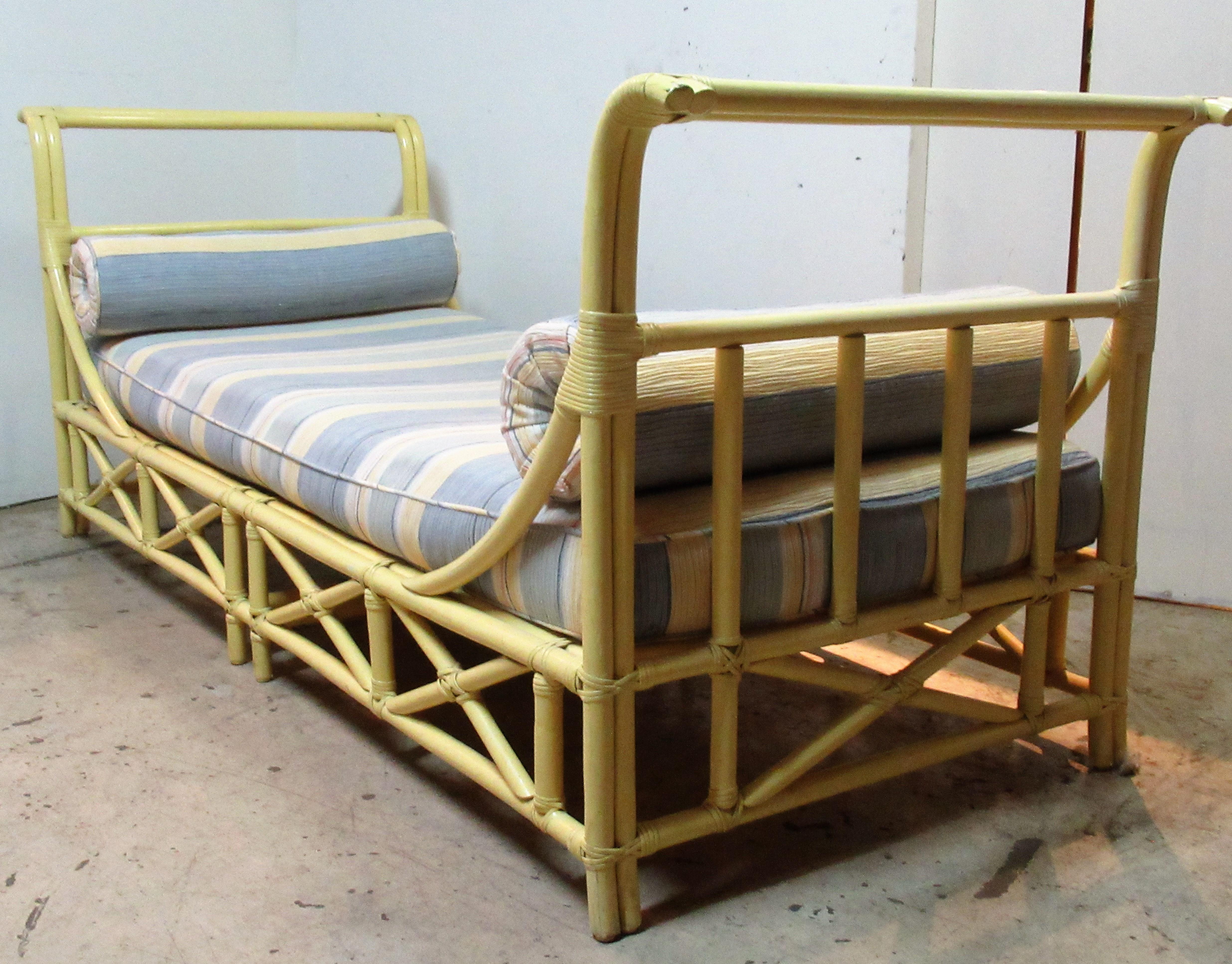 20th Century Rattan Sleigh Form Daybed by Ficks Reed