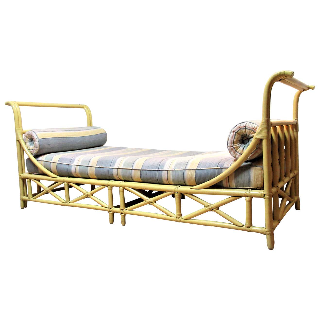 Rattan Sleigh Form Daybed by Ficks Reed at 1stDibs