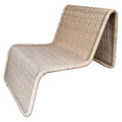 Sedia Slipper in rattan, anni '80