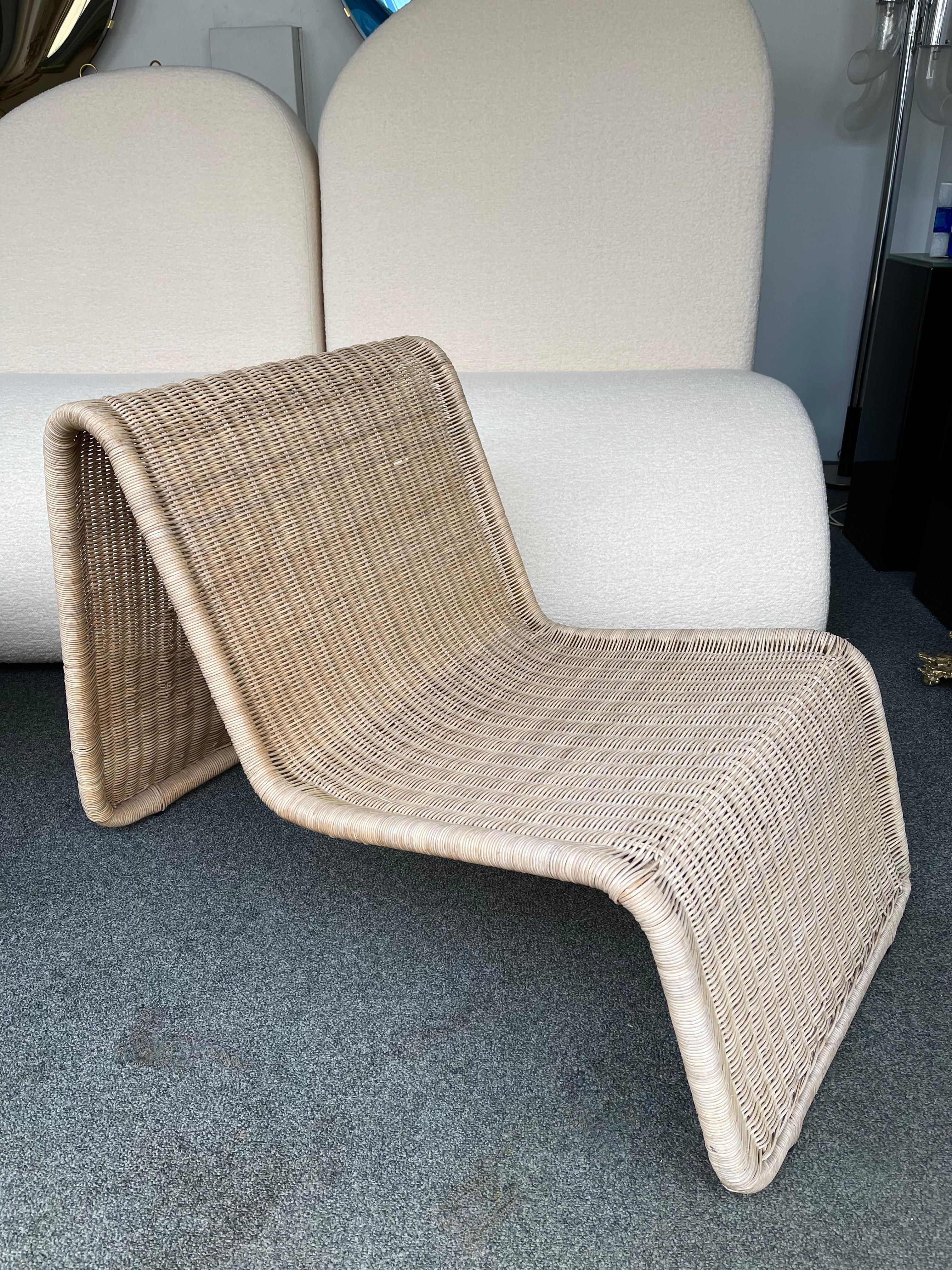 Rattan Slipper Chair, 1980s For Sale 3