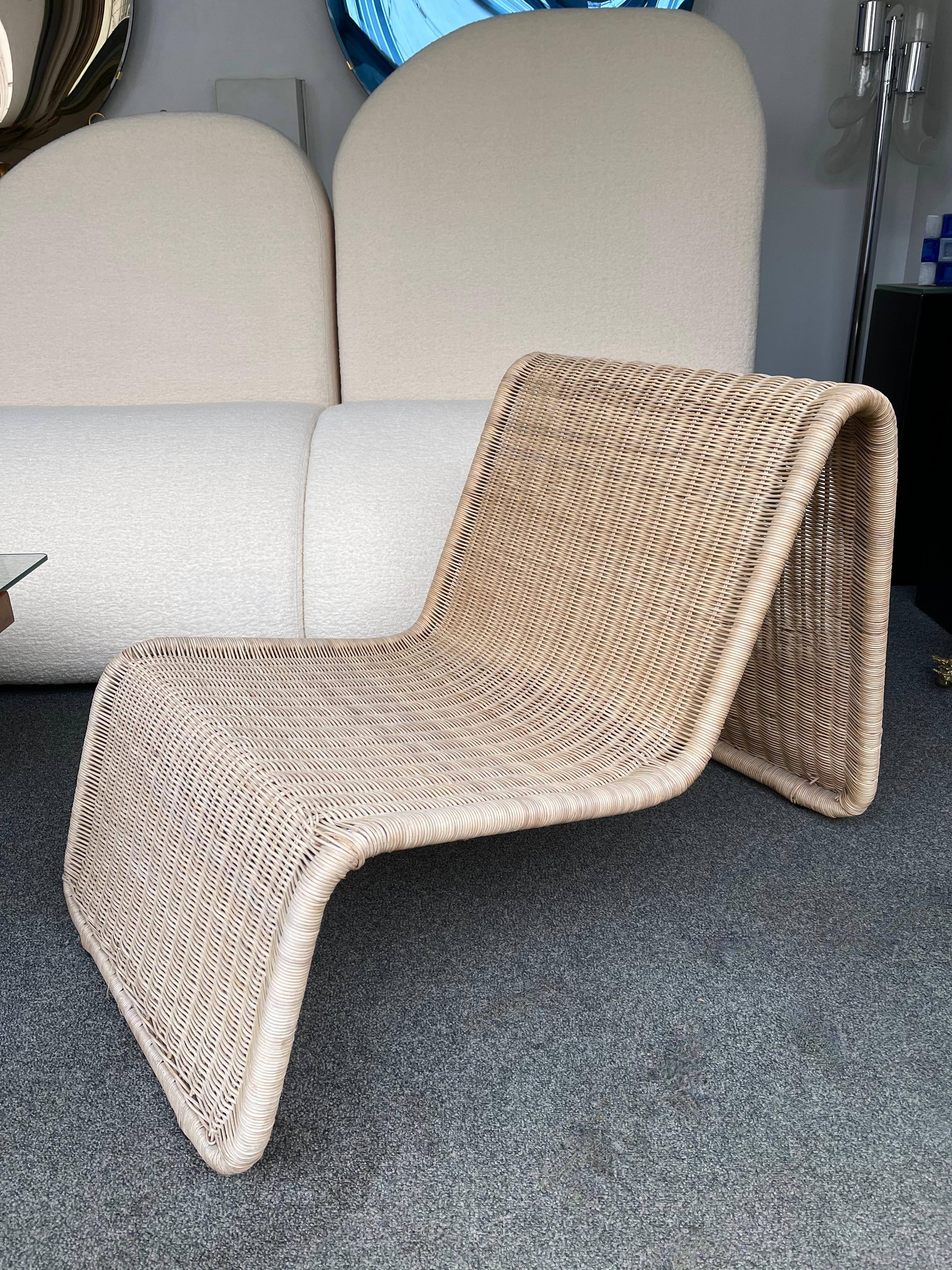 Rattan Slipper Chair, 1980s For Sale 4