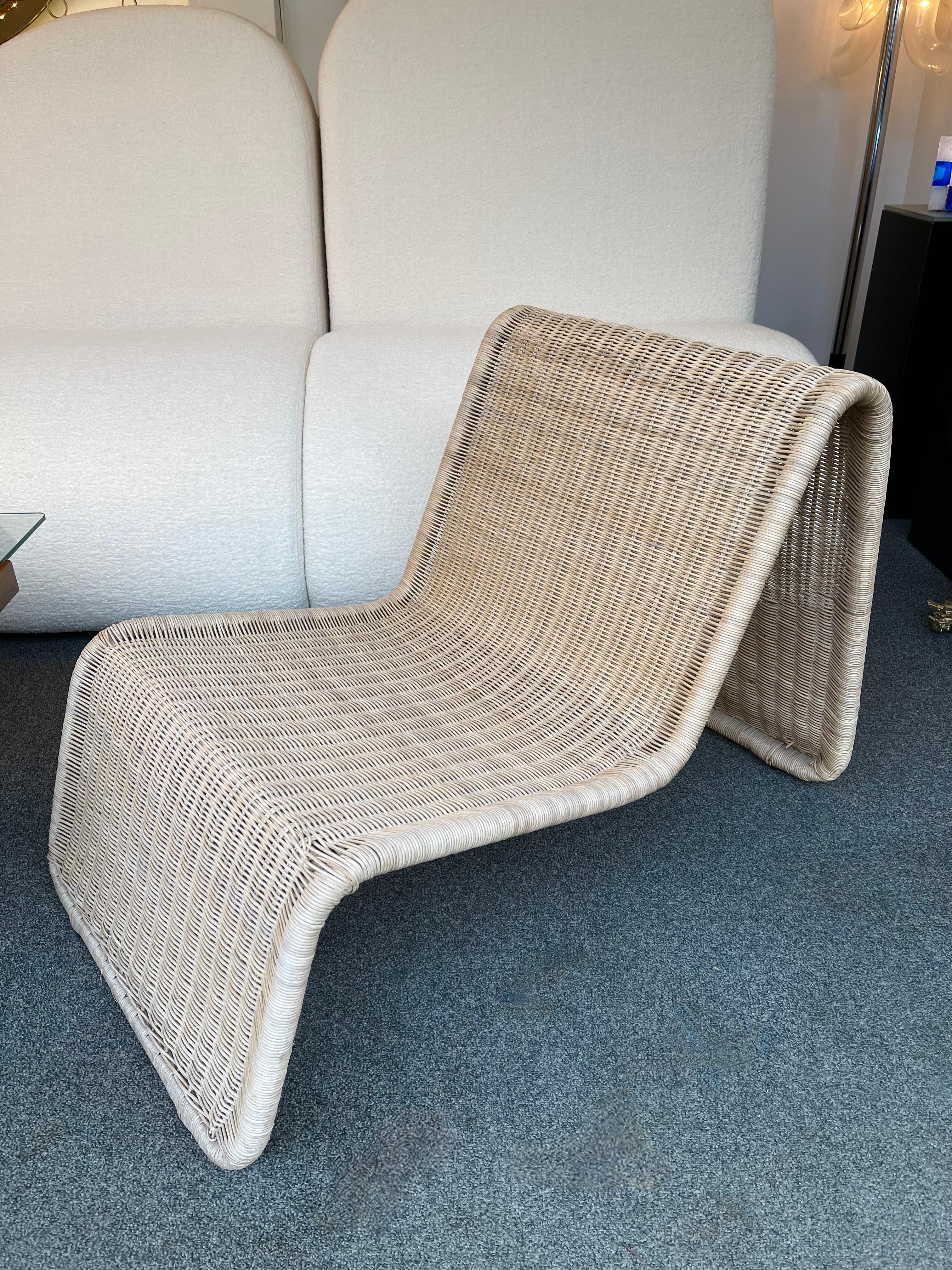 Rattan Slipper Chair, 1980s For Sale 6