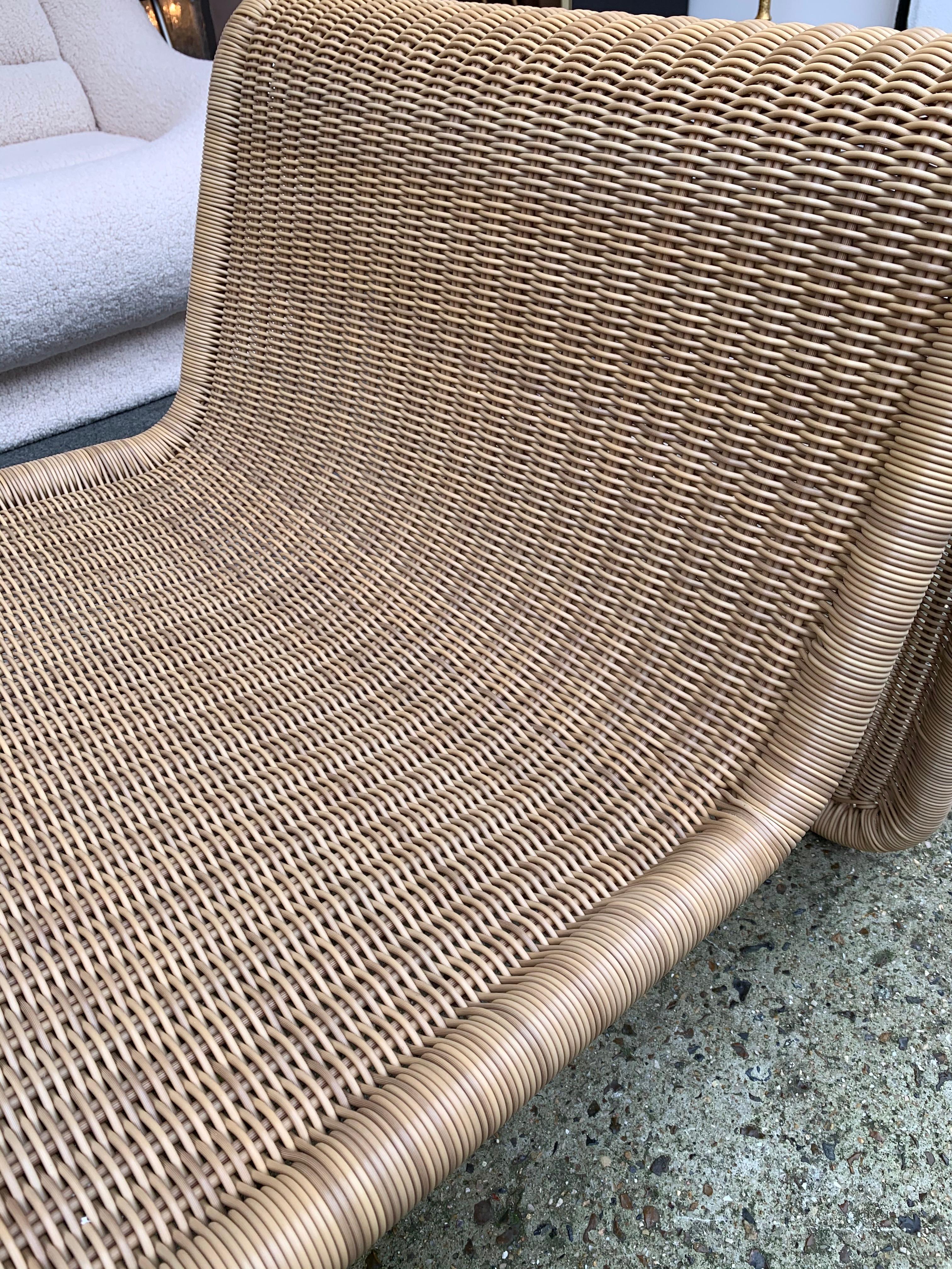 Mid-Century Modern Rattan Slipper Chairs P3 by Tito Agnoli, Italy, 1970s