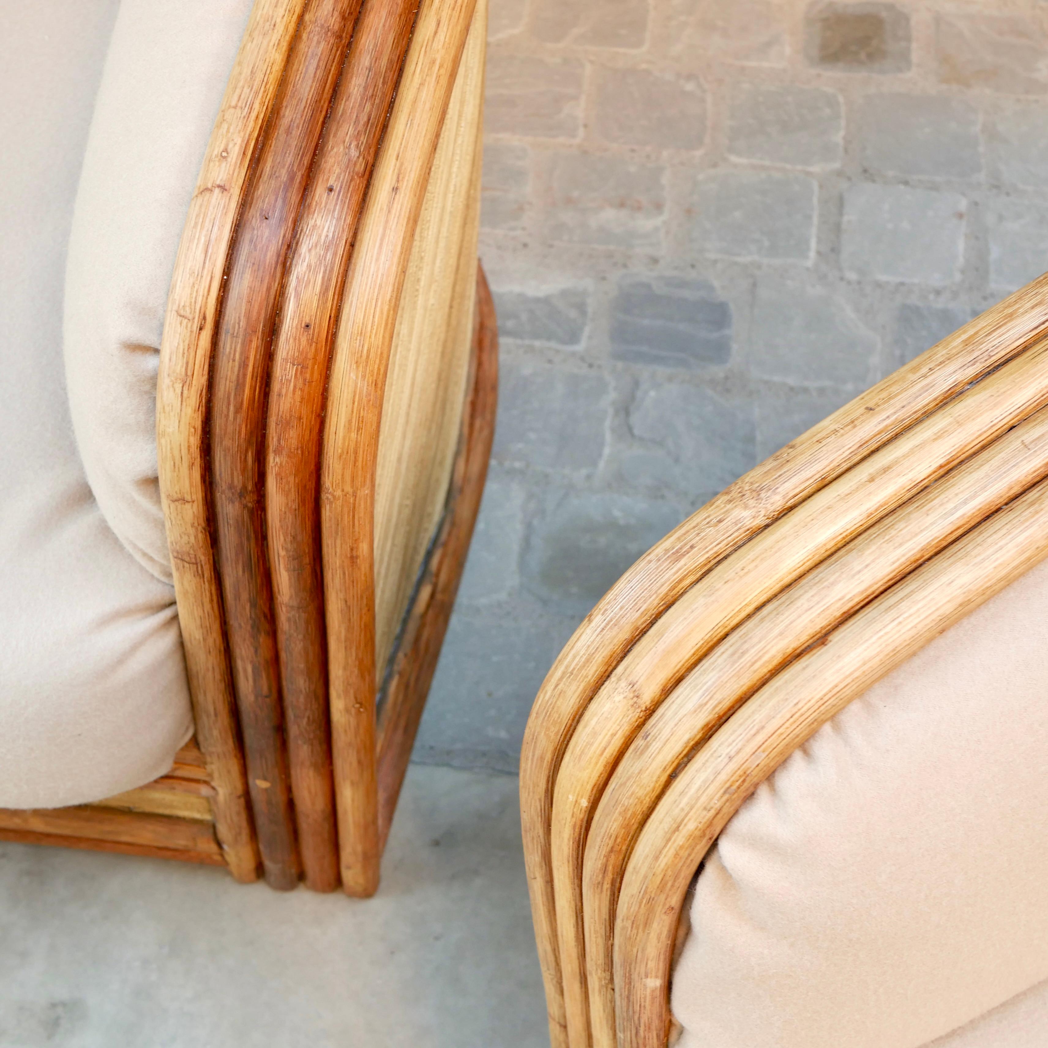 Rattan sofa and armchairs lounge set by Maugrion for Roche Bobois, France, 1980s 5