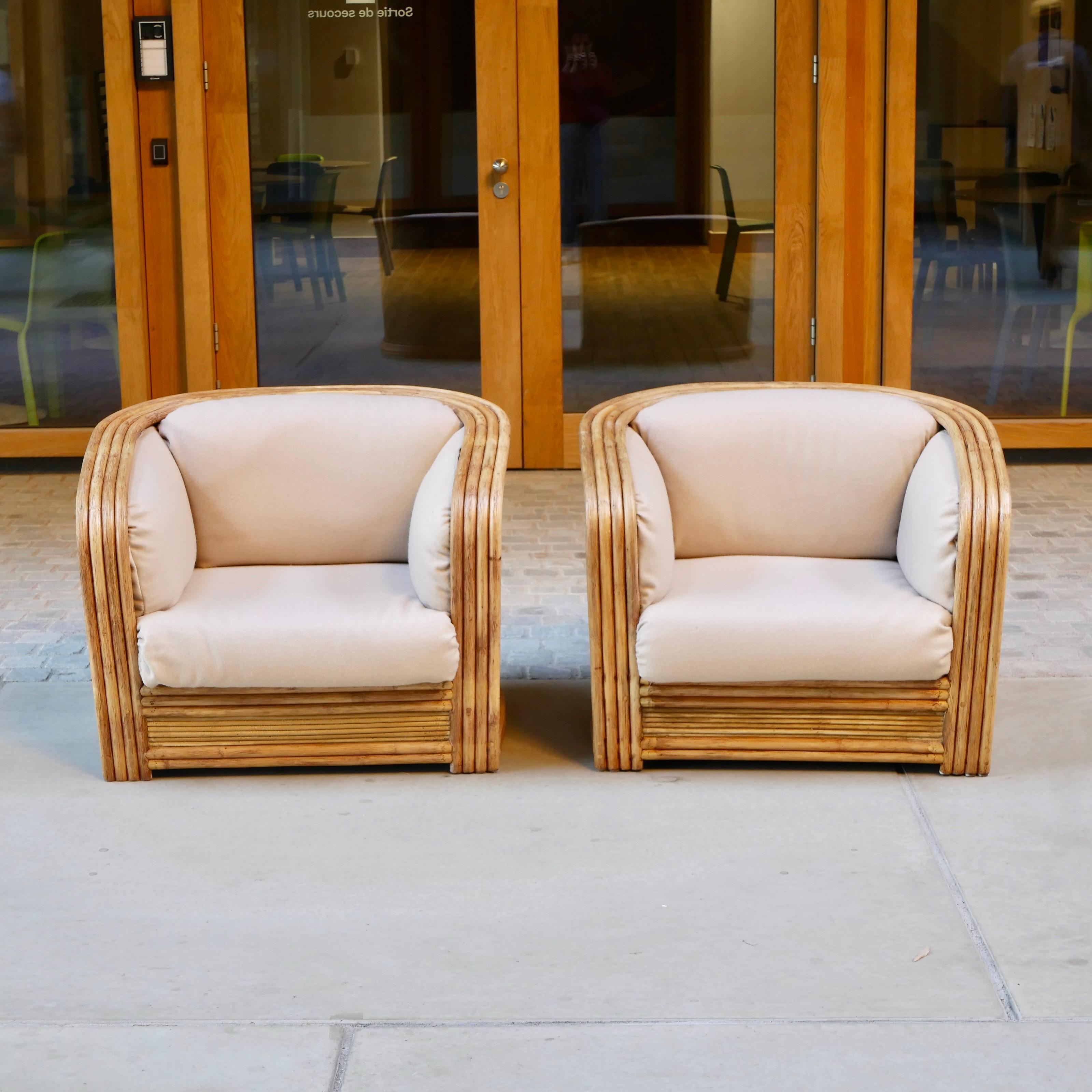 Rattan sofa and armchairs lounge set by Maugrion for Roche Bobois, France, 1980s 7