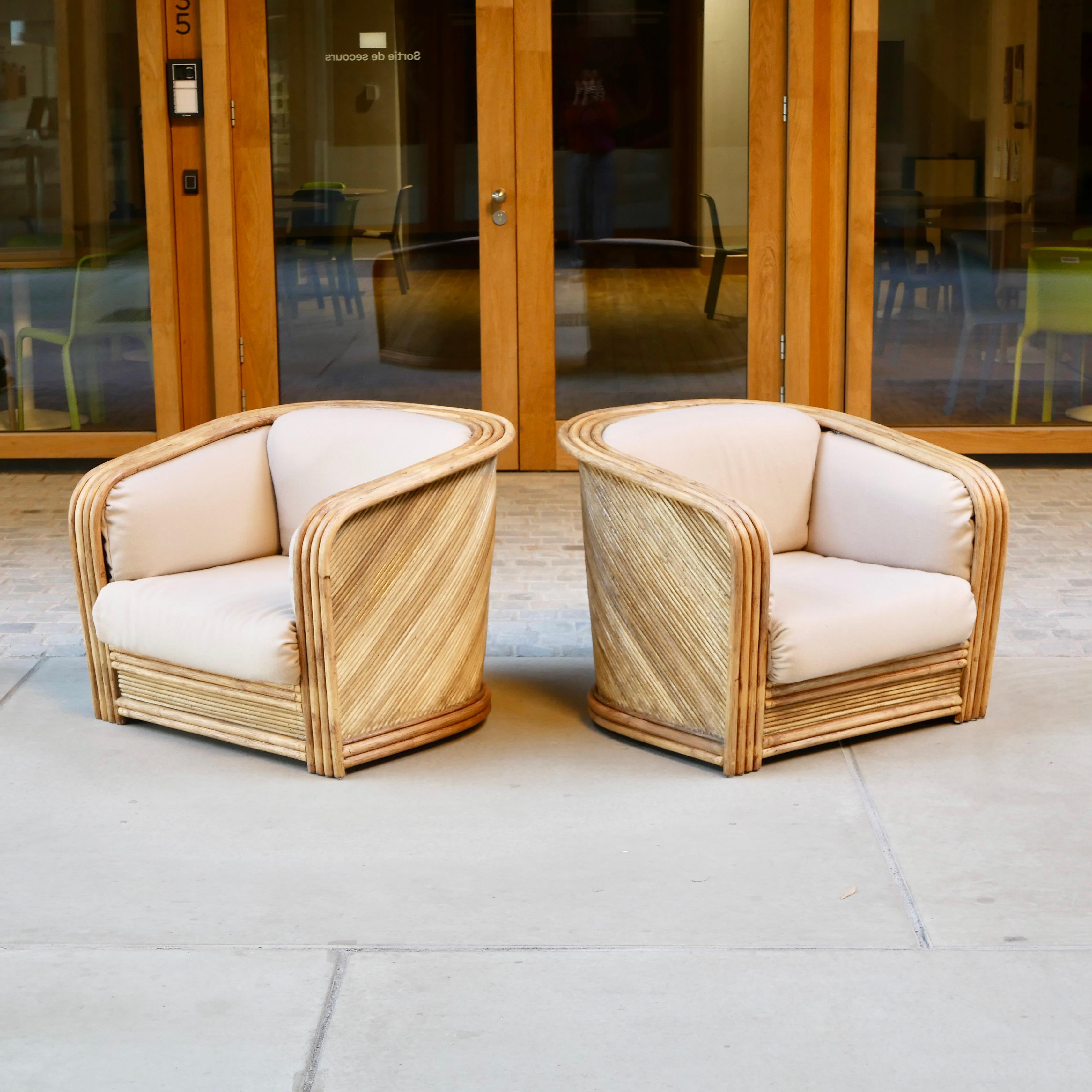 Rattan sofa and armchairs lounge set by Maugrion for Roche Bobois, France, 1980s 8