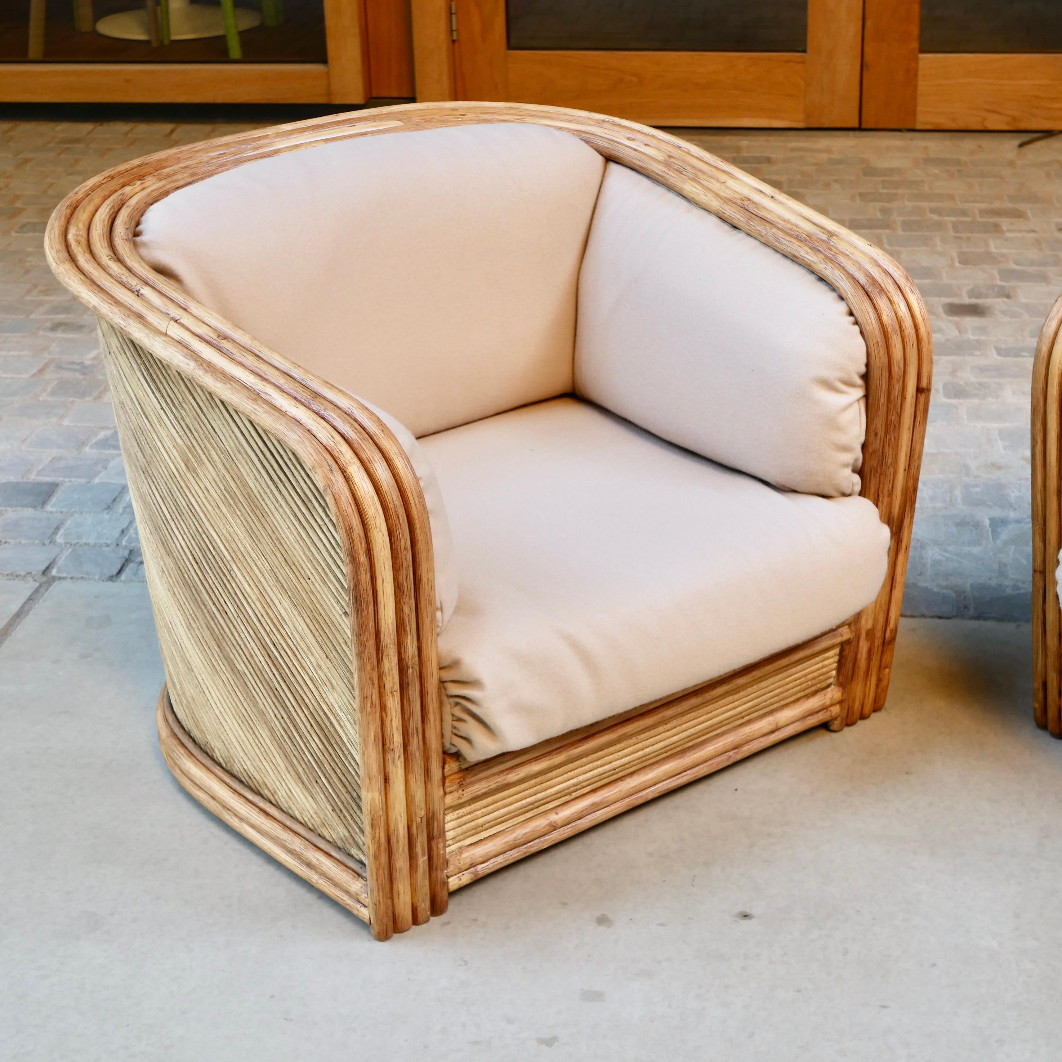 Rattan sofa and armchairs lounge set by Maugrion for Roche Bobois, France, 1980s 10