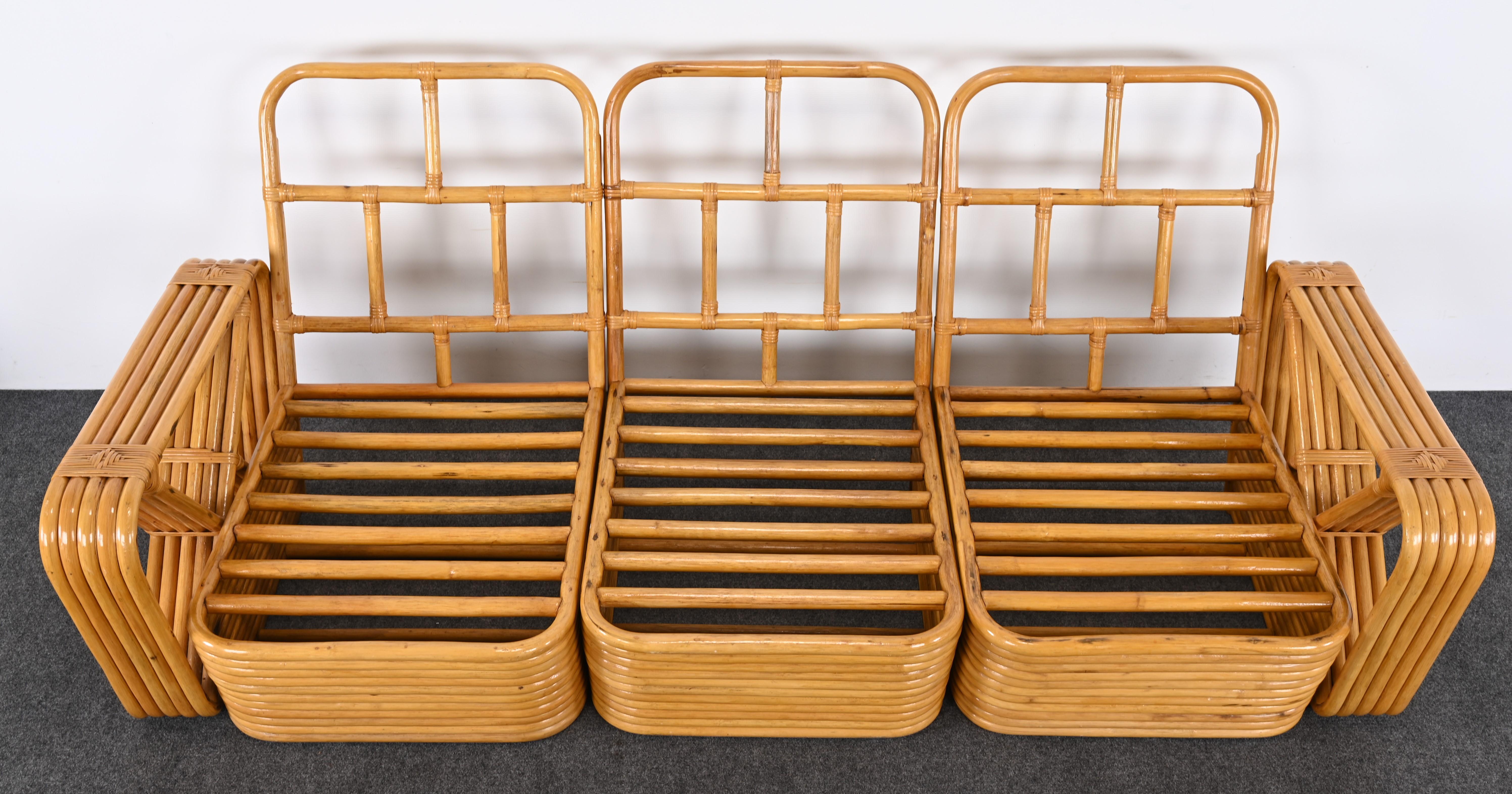 Rattan Sofa and Lounge Chair after Paul Frankl, 1940s 6