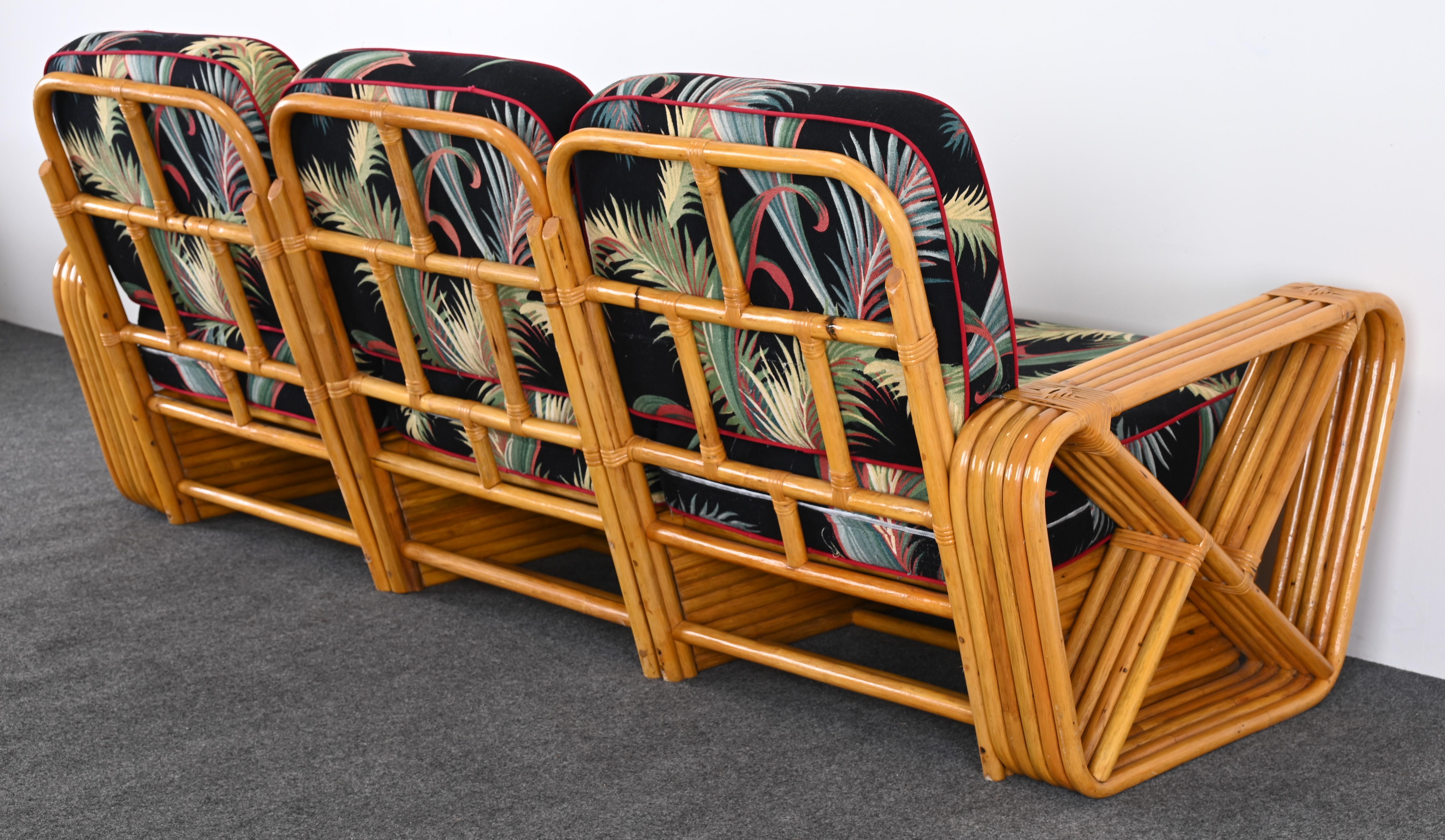 Rattan Sofa and Lounge Chair after Paul Frankl, 1940s 8