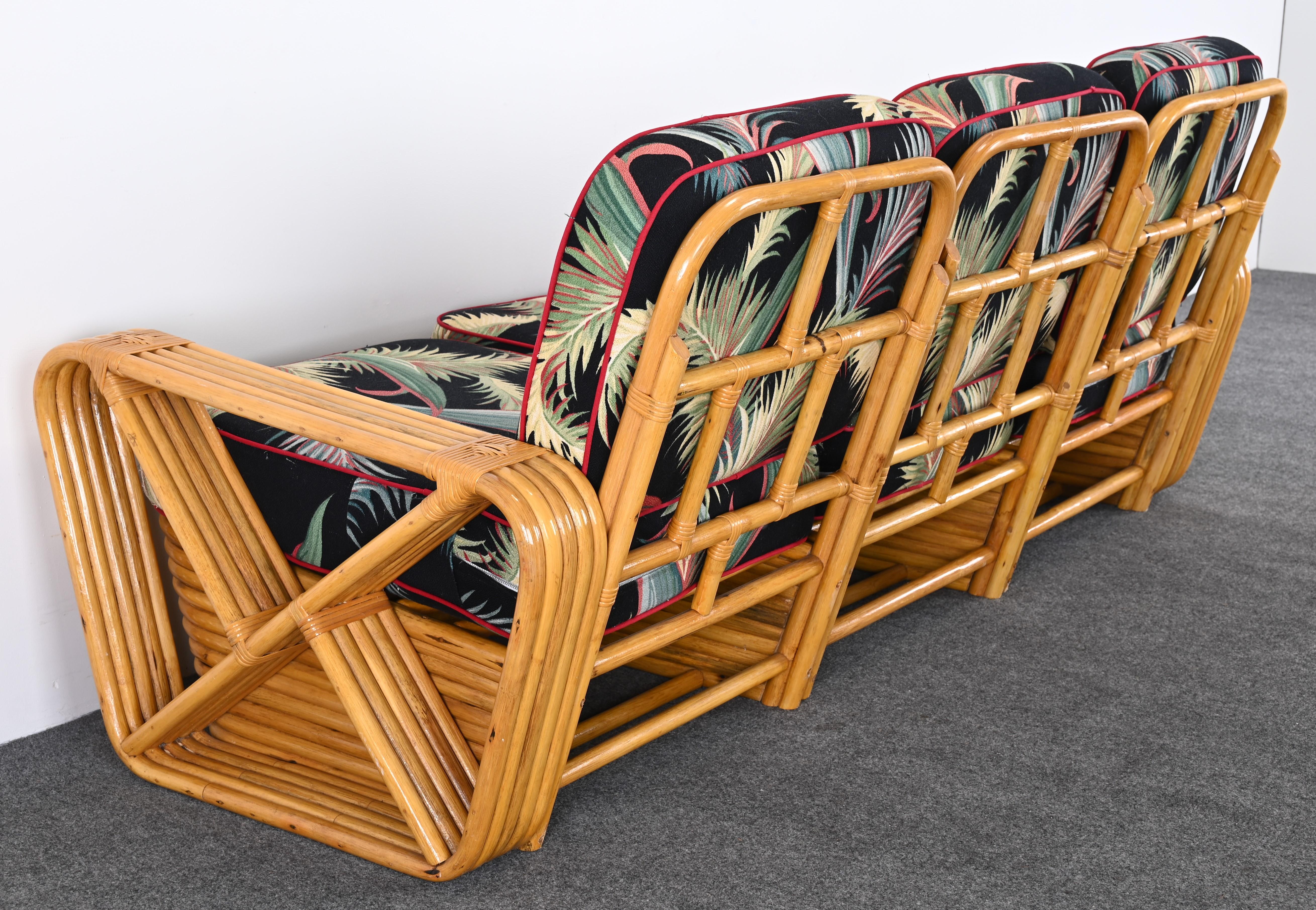 Rattan Sofa and Lounge Chair after Paul Frankl, 1940s 9