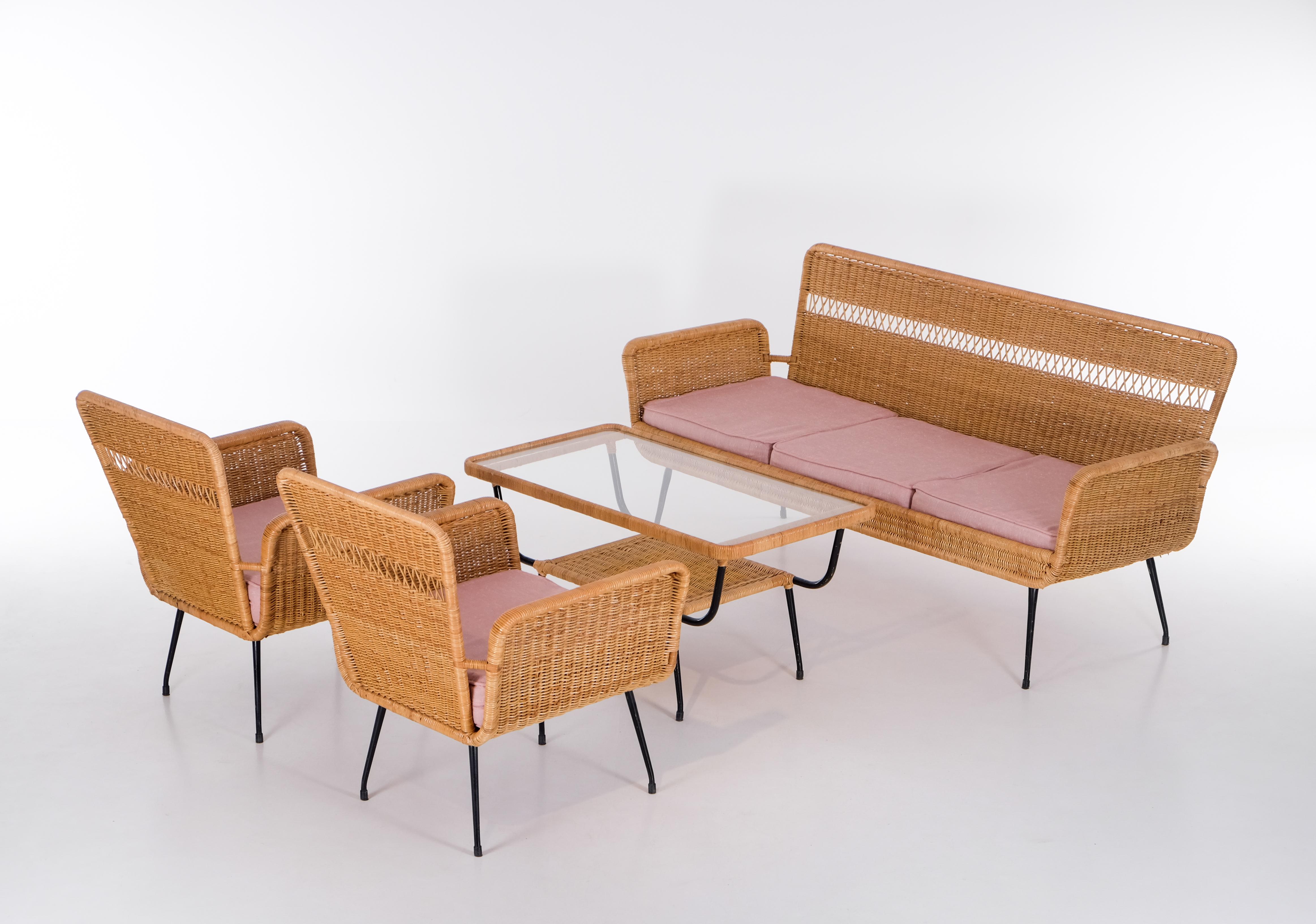 Sofá de ratán, Brasil, años 60 Brasileño en venta