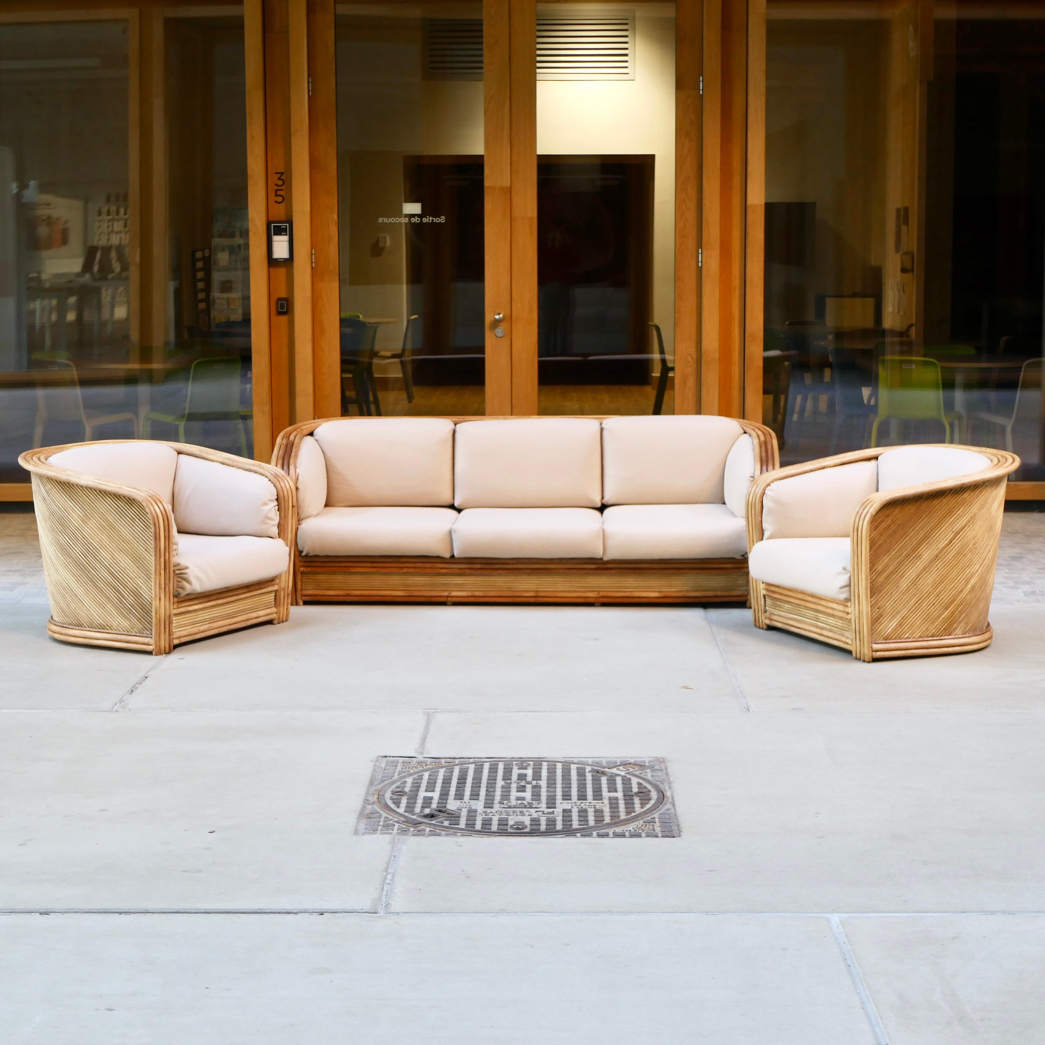 Rattan sofa by Maugrion for Roche Bobois, France, 1970s 6