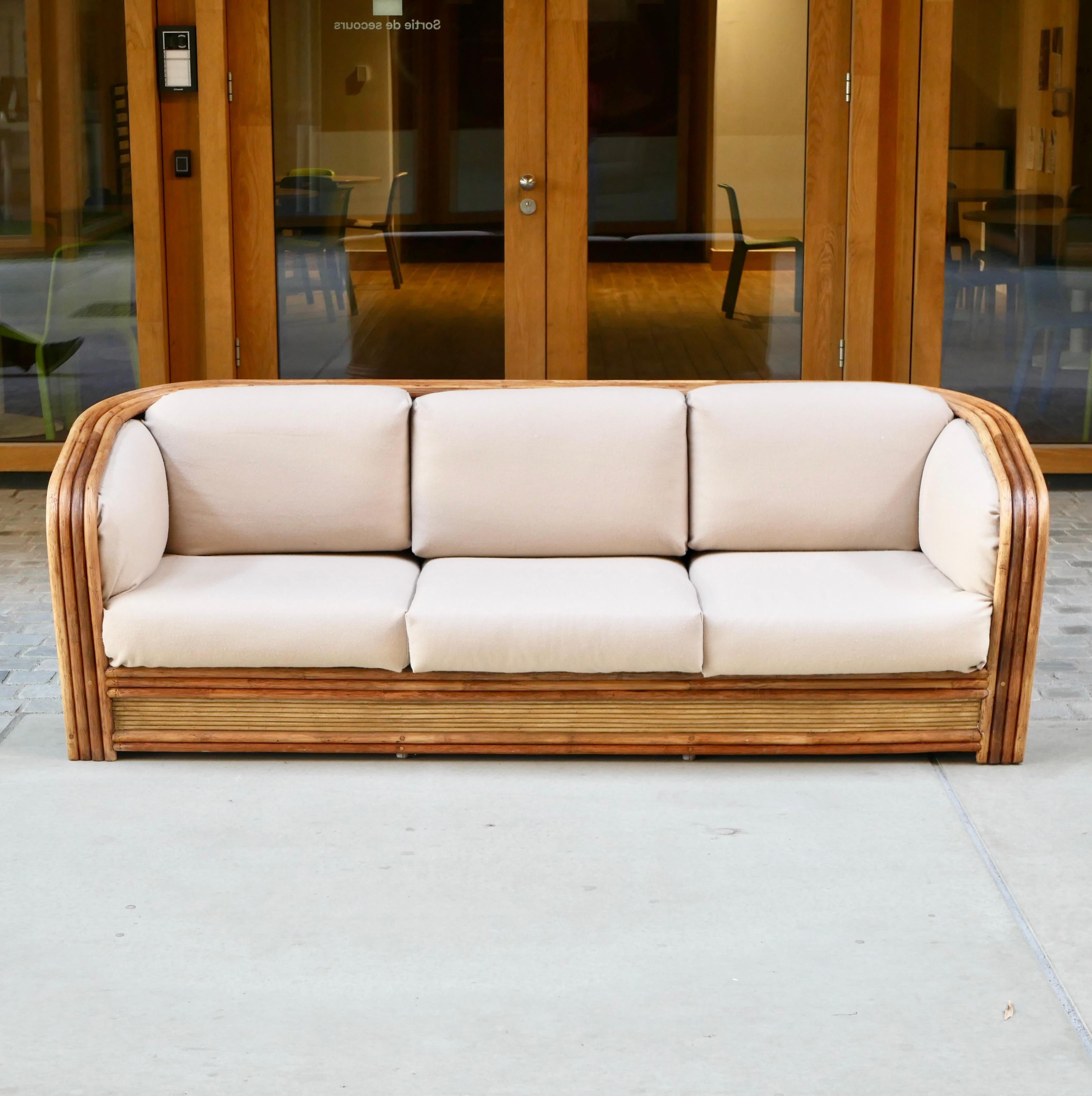 Gorgeous and very rare to find sofa from the 1970s, made in France by Maugrion 
