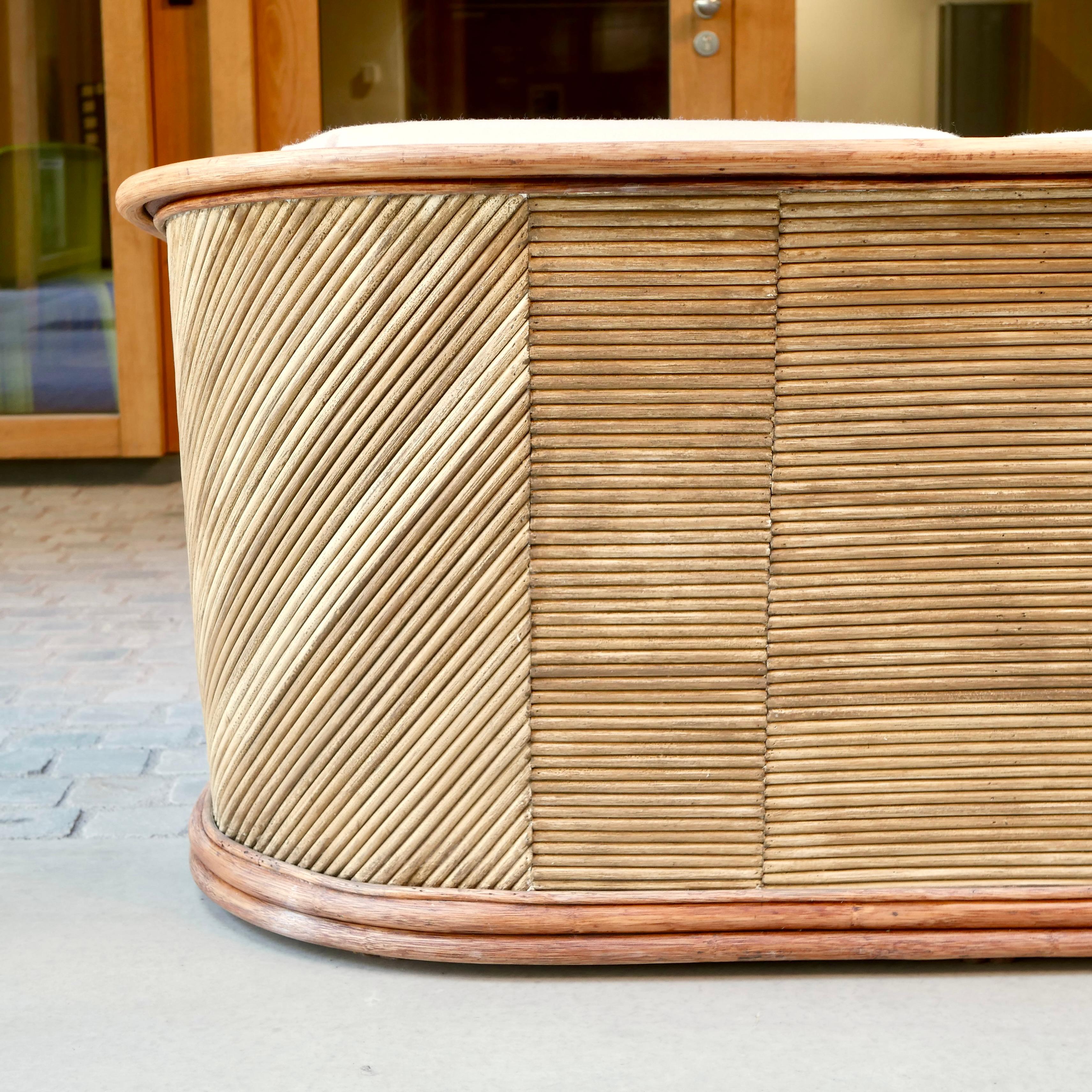 Fabric Rattan sofa by Maugrion for Roche Bobois, France, 1970s