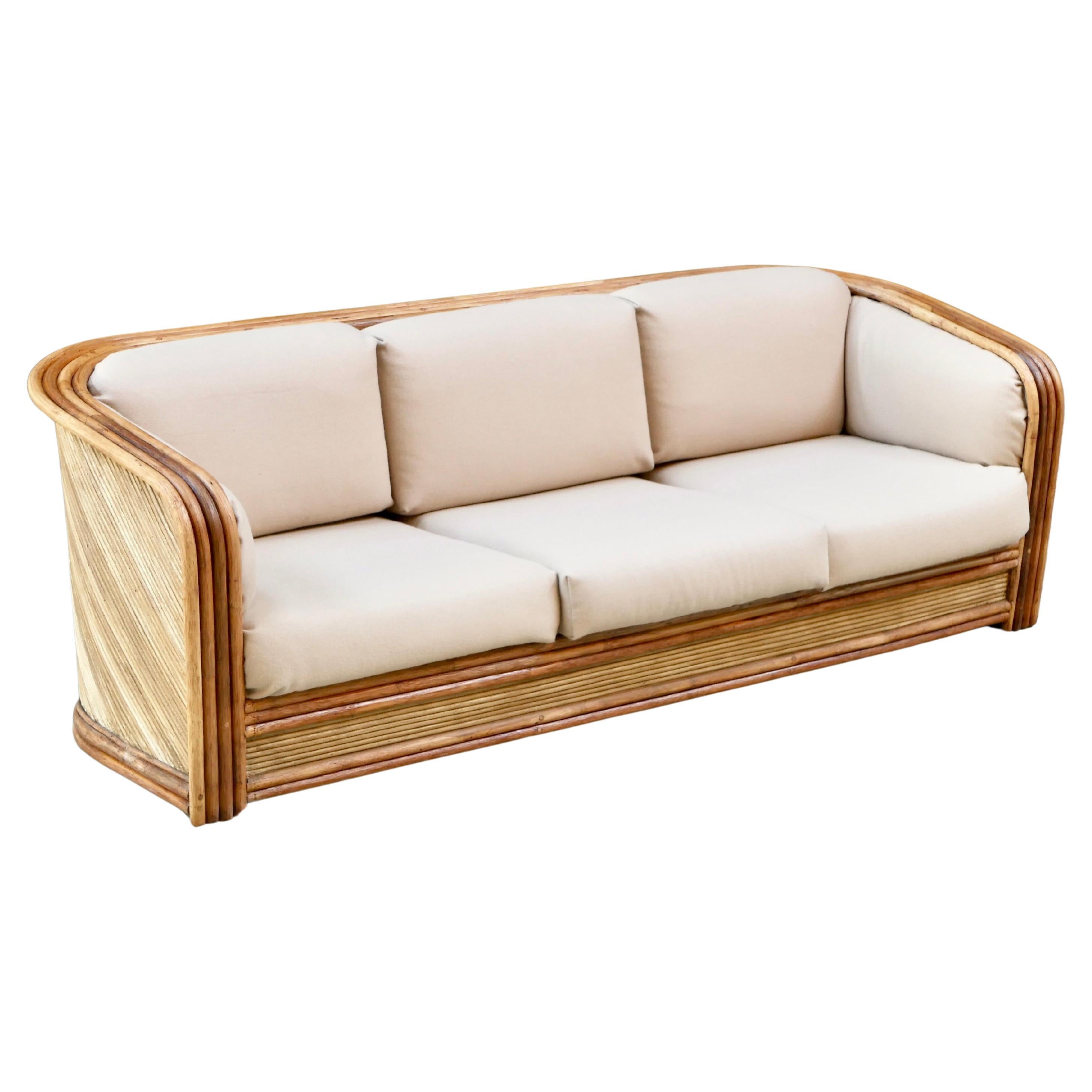 Rattan sofa by Maugrion for Roche Bobois, France, 1970s