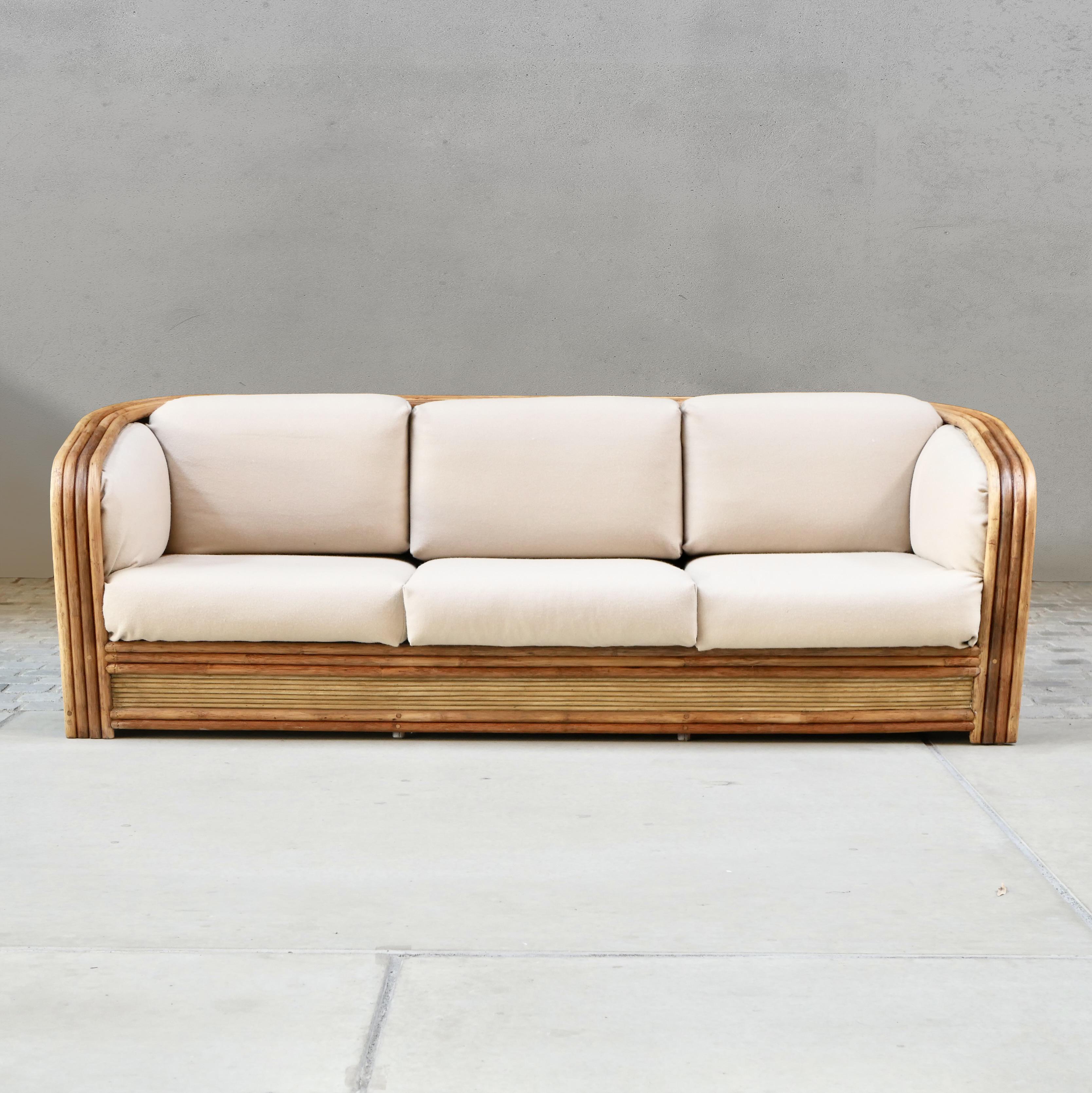 Bohemian Rattan sofa by Maugrion for Roche Bobois, France, 1980s
