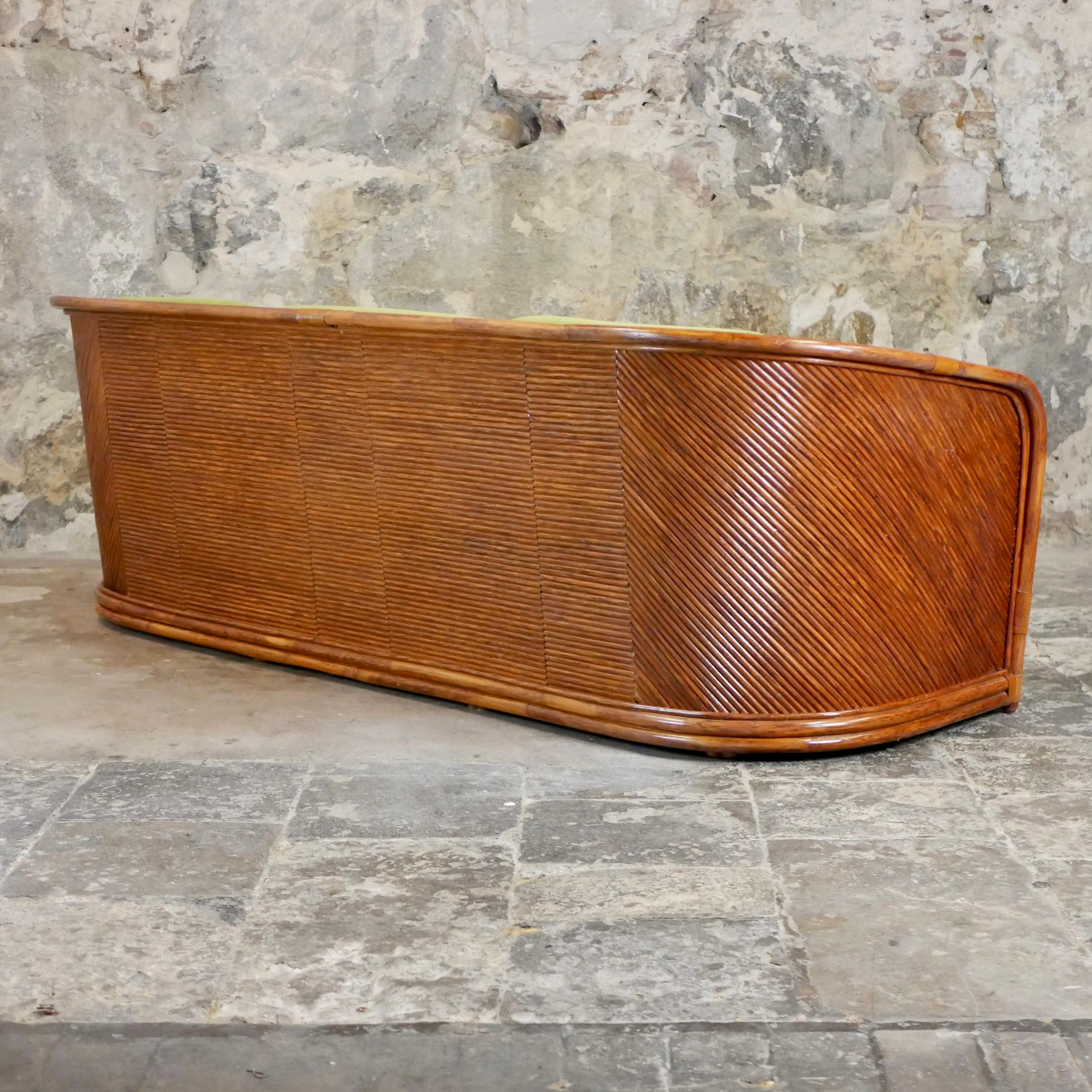 Sofá de ratán de Maugrion para Roche Bobois, fabricado en Francia, años 80 en venta 5