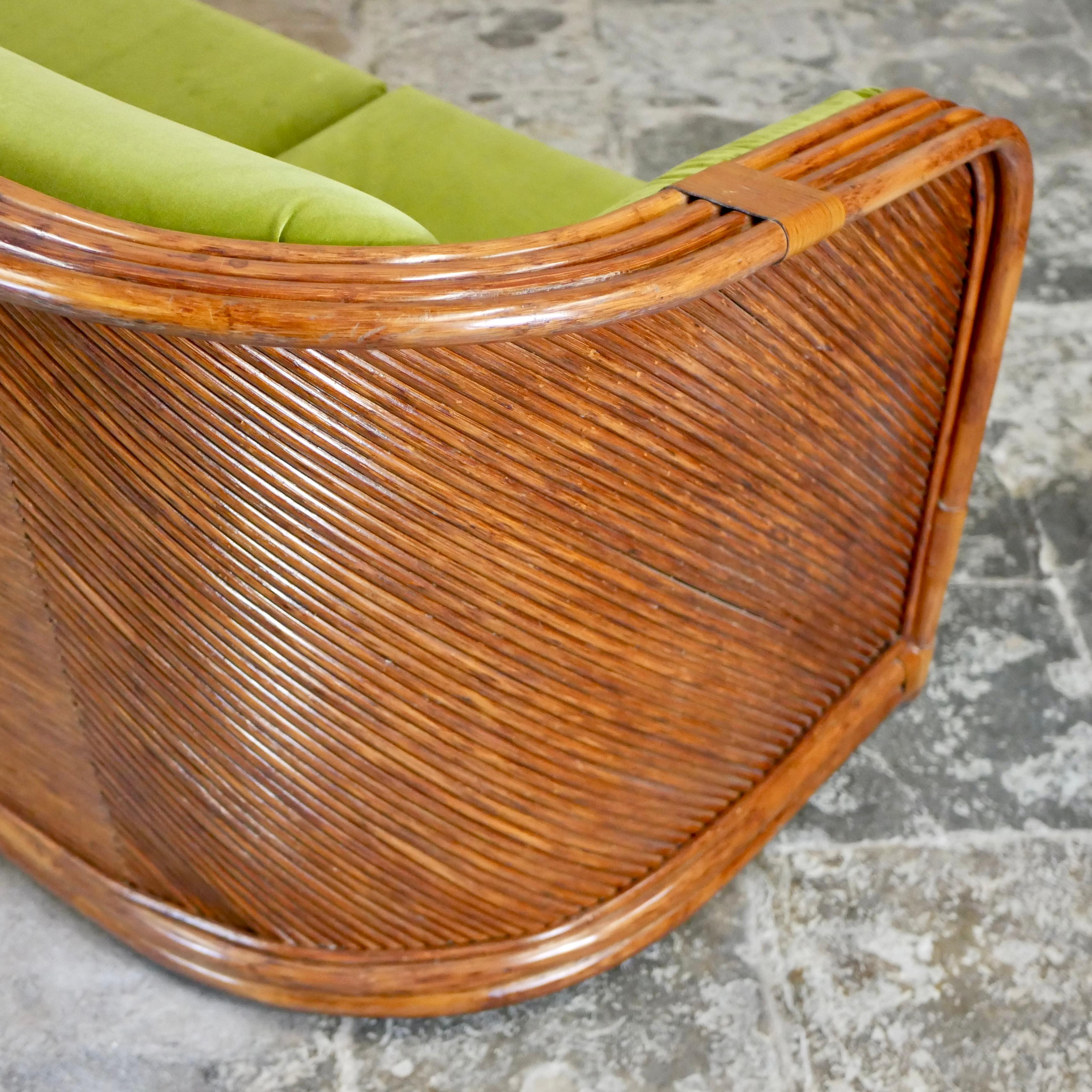 Rattan sofa by Maugrion for Roche Bobois, made in France, 1980s For Sale 8