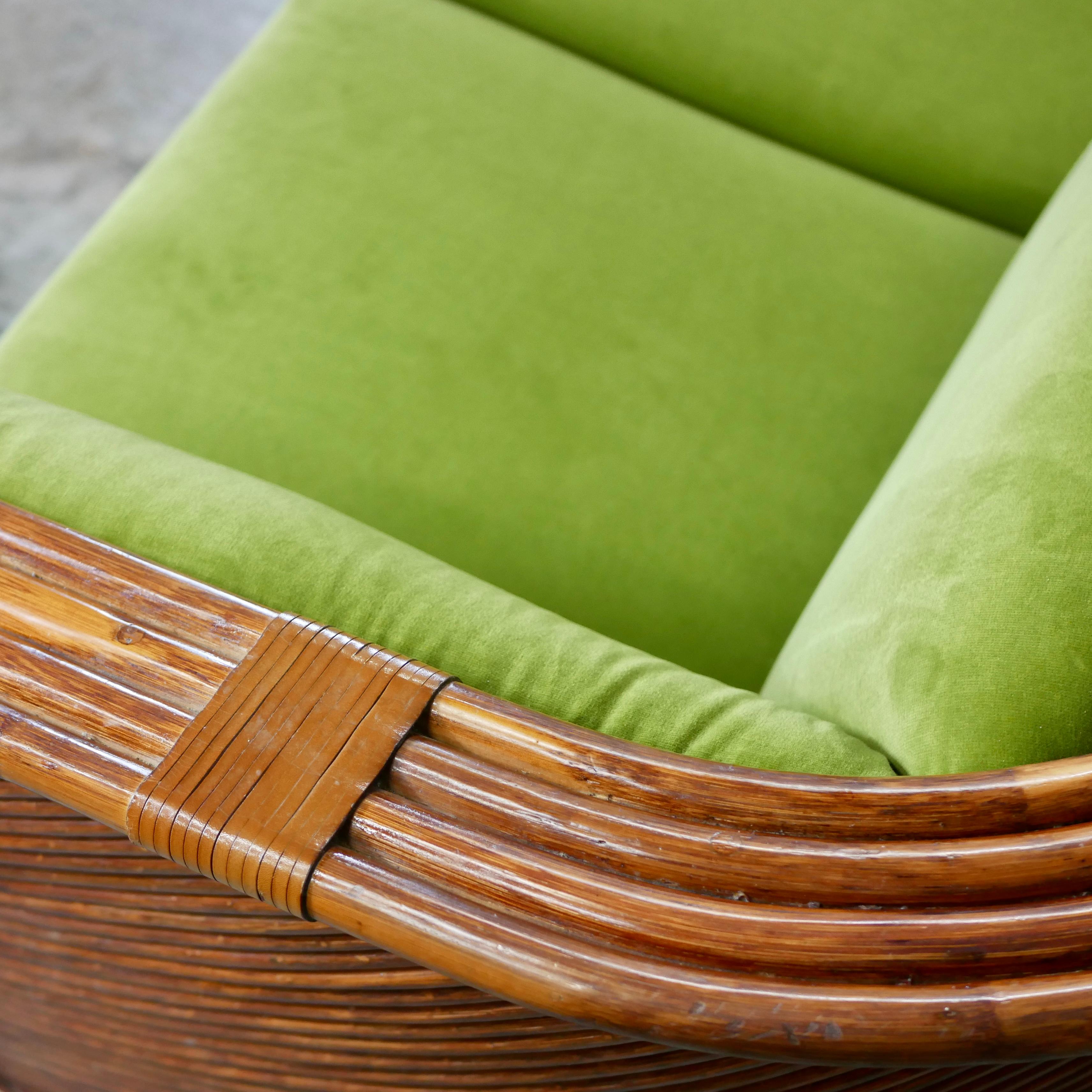 Rattan sofa by Maugrion for Roche Bobois, made in France, 1980s For Sale 11