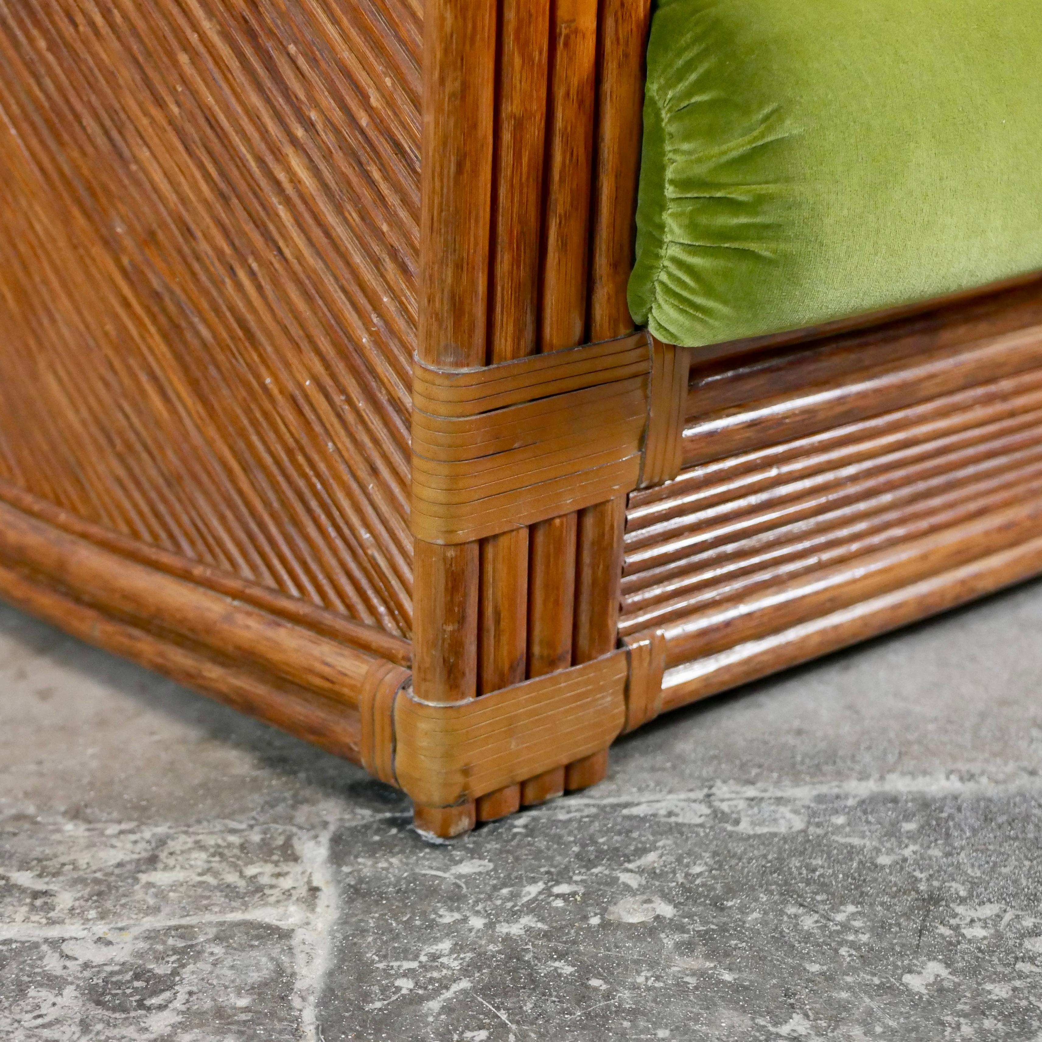 Sofá de ratán de Maugrion para Roche Bobois, fabricado en Francia, años 80 en venta 2
