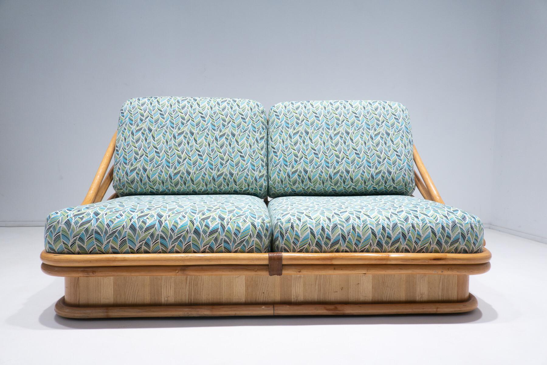Canapé en rotin par Vivai Del Sud, 1970 - New Upholstery Bon état - En vente à Brussels, BE