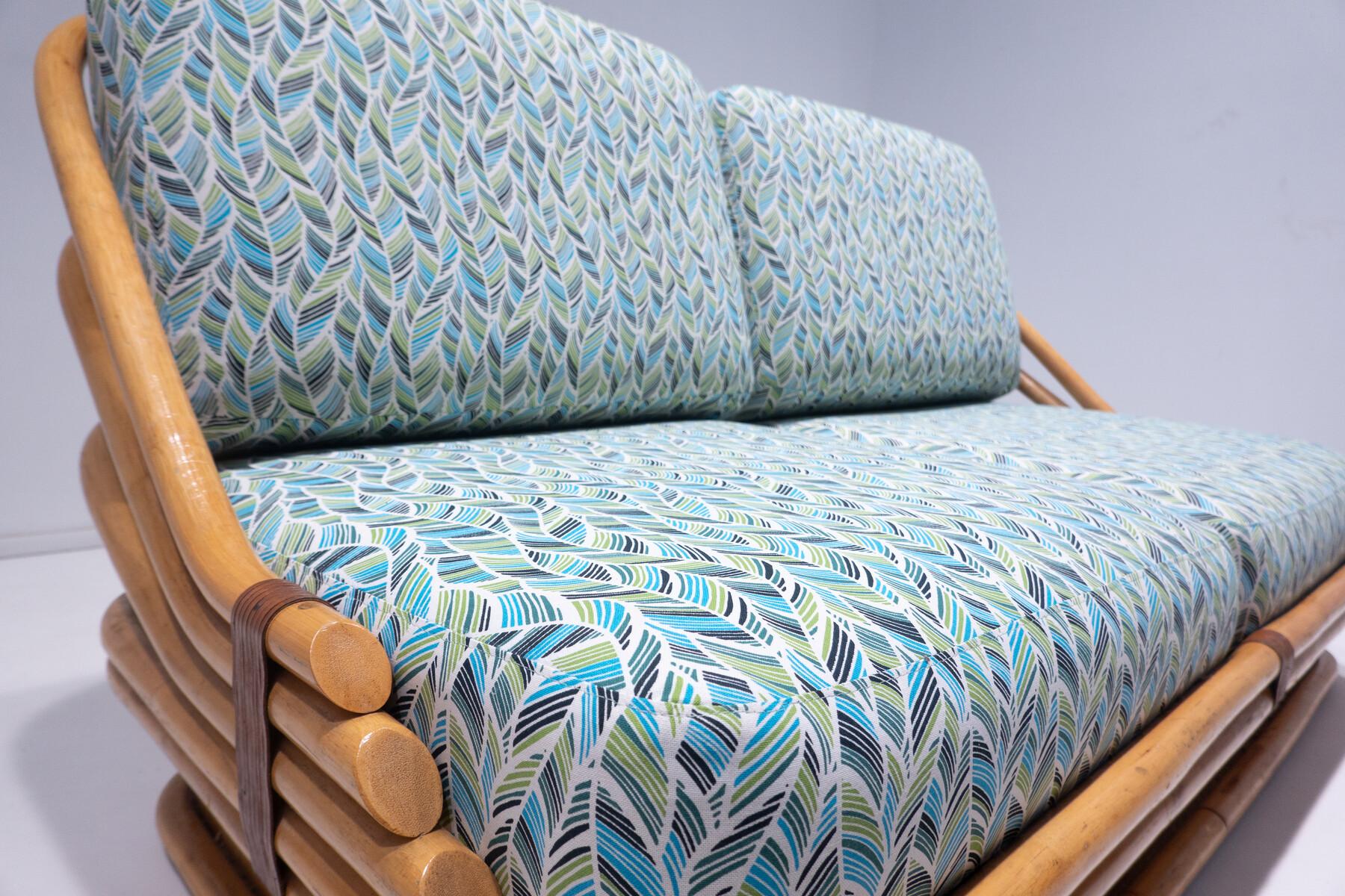 20ième siècle Canapé en rotin par Vivai Del Sud, 1970 - New Upholstery en vente